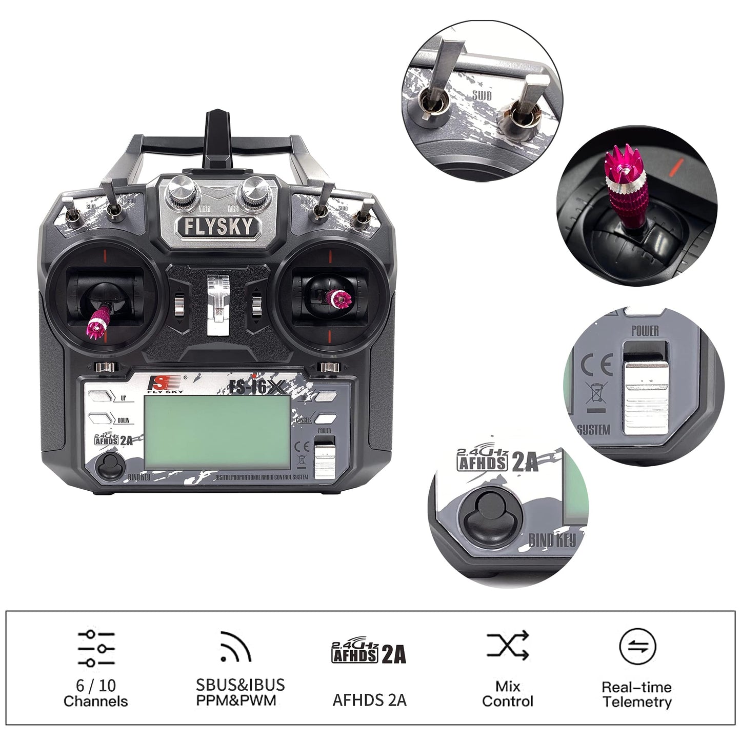 FLYSKY FS-i6X 10CH 2.4GHz RC Transmitter Controller w/FS-iA10B Receiver Upgrade Cable for RC Helicopter Plane Quadcopter Glider (Mode_2)
