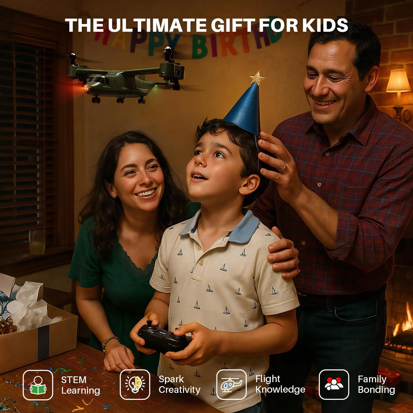 SYMA X550 RC Plane, 4 CH Remote Control Airplane with High/Low Speed, One-Key Takeoff/Landing, Stunt Flight Modes, Army Model Plane Gift for Kids, Beginners & Adults