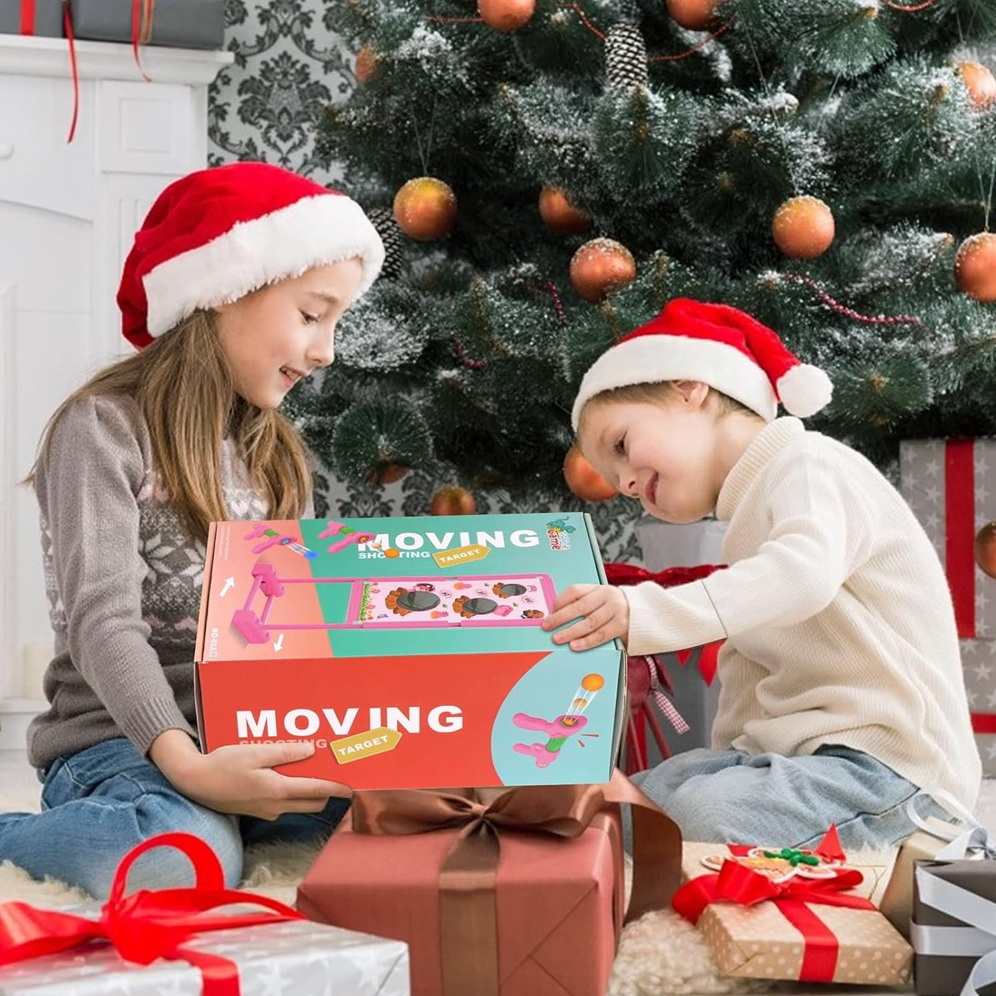 TIGTECGAME Upgraded Moving Shooting Game Toy for Boy Girl Age of 5 6 7 8 9 10 11 12 Years Old Includes Shooting Target & 2 Blaster Guns & 18 Foam Balls - Ideal Christmas Birthday Gift for Kids