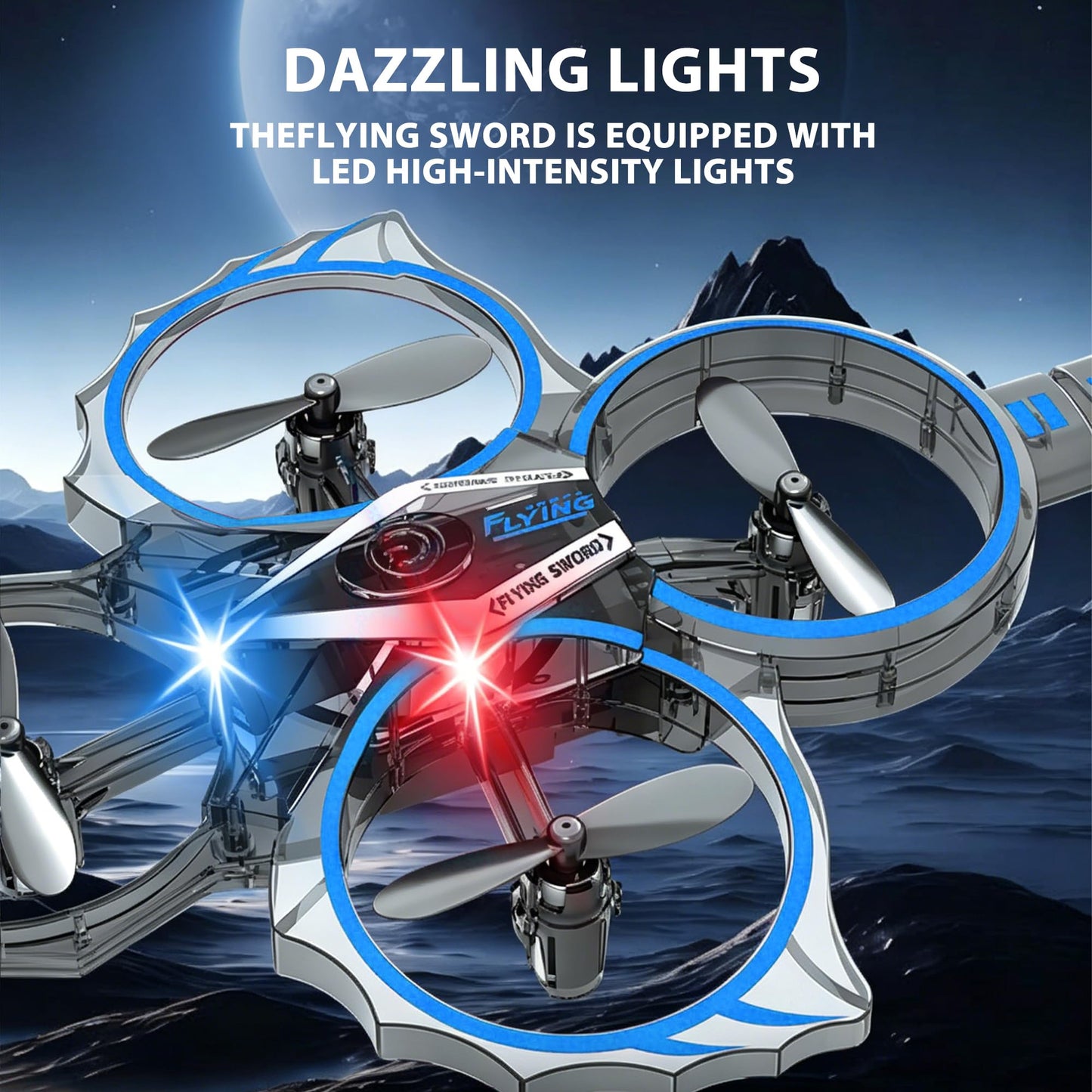 Virellia Flying Sword RC Airplane, Gesture Control Airplanes for Kids Adult 8-16, Remote Control Drone Sword with Light, 360° Flip Fighter Jet Toy, Gravity Sensing, Stunt Roll, Gift for Boy Girl, Blue