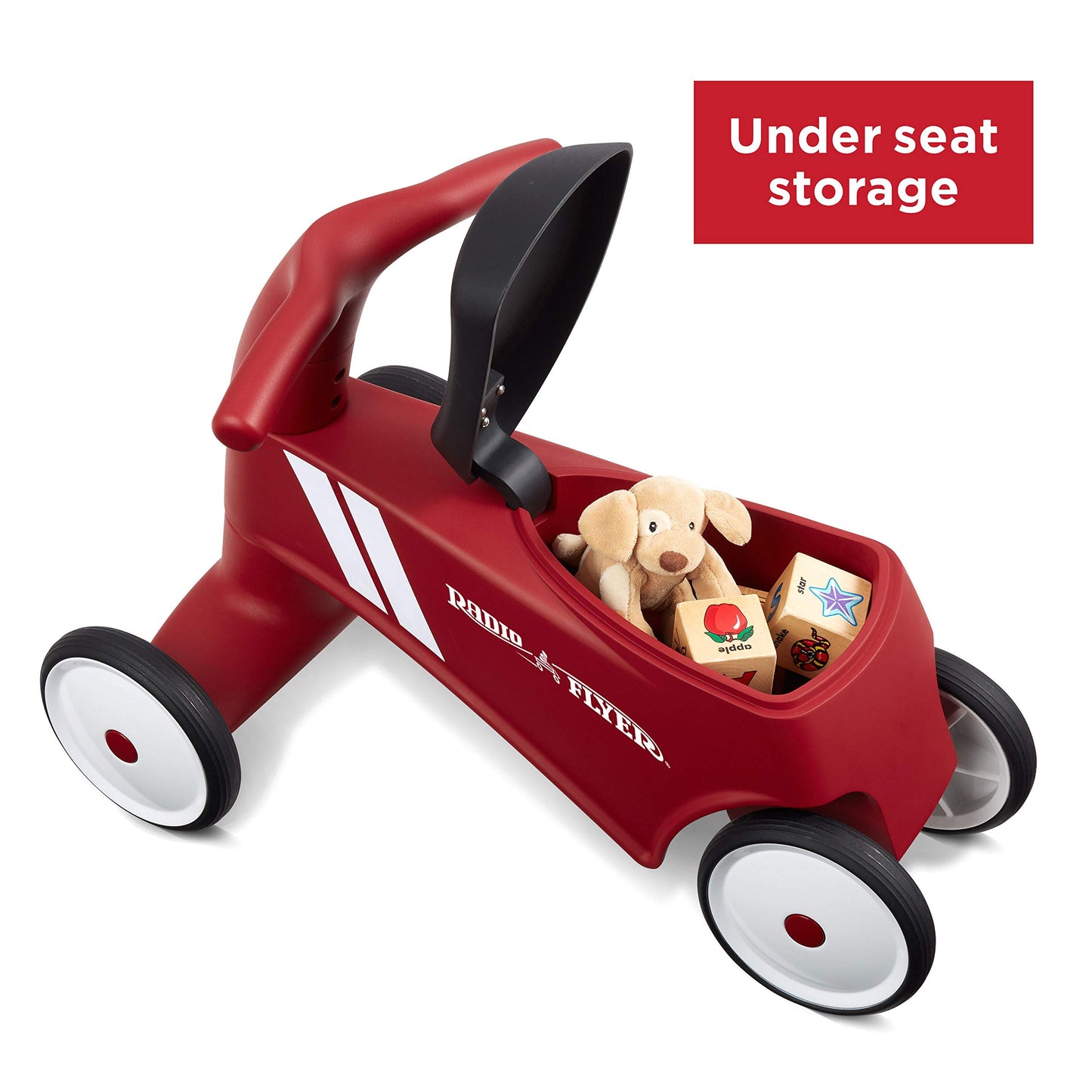 Radio Flyer Scoot About Sport Ride On, For Toddlers 1-3, Stable Wide-Set Front Wheels, Front Steering, Clear Kick Path, Under Seat Storage, Easy-Glide Wheels, 42 lb Capacity, Toddler Ride On Toys