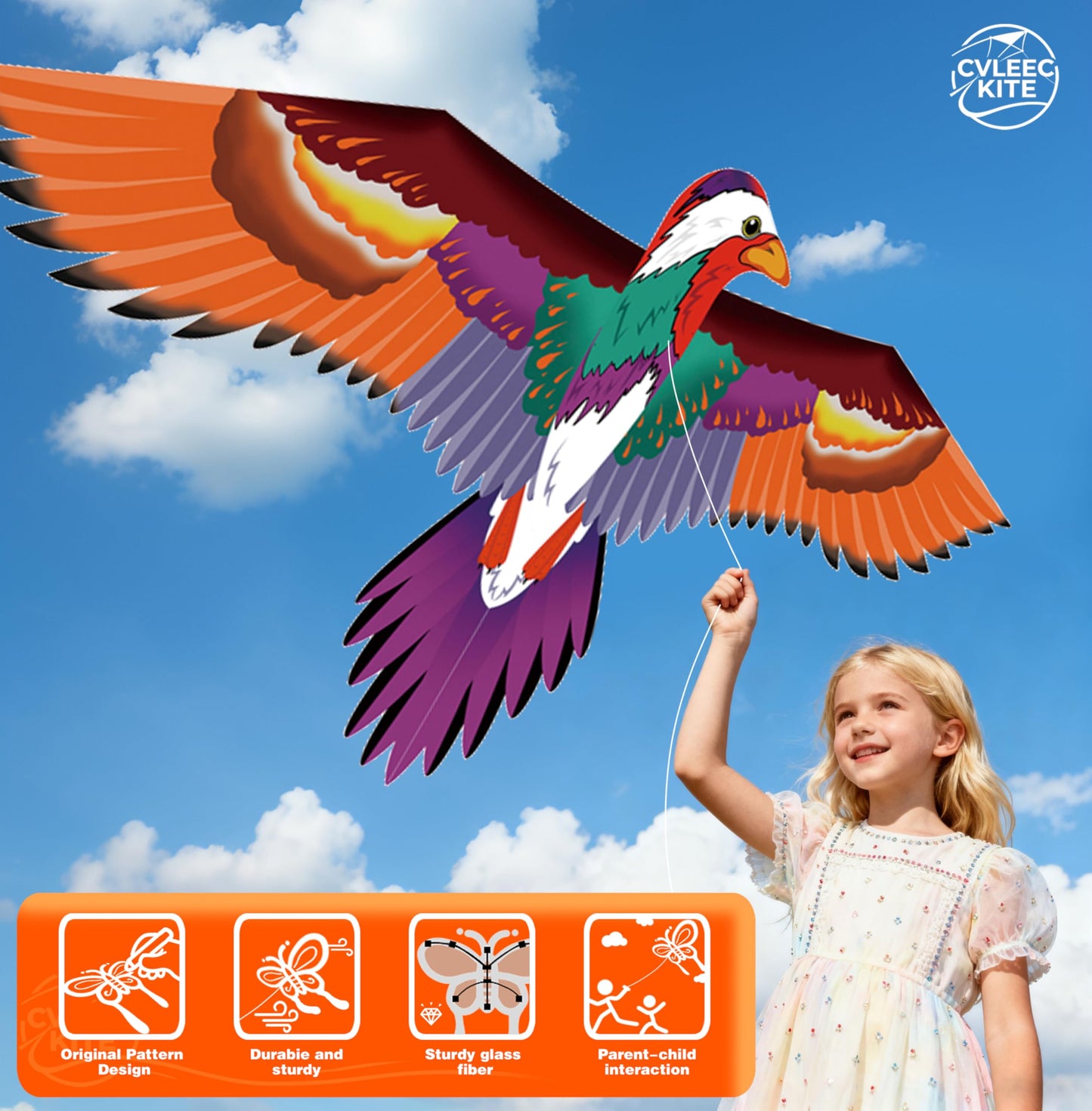 Parrot Kite for Kids & Adults, Outdoor Kite, Perfect for Beginners, Easy to use, Ideal for Beaches, backyards, Grassy Areas（Duck）
