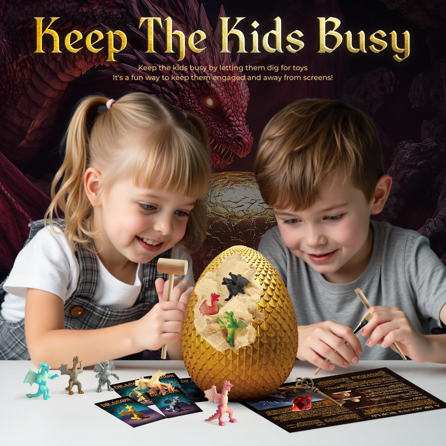 Gamerside Jumbo Dinosaur Eggs Dig Kit, Dragon Egg Dig Kit - Dig Up 12 Unique Dino, Gaint Dino Egg Dinosaur Toys for Kids, Educational STEM Gift for Boys Girls, Discover Paleontology and Archaeology