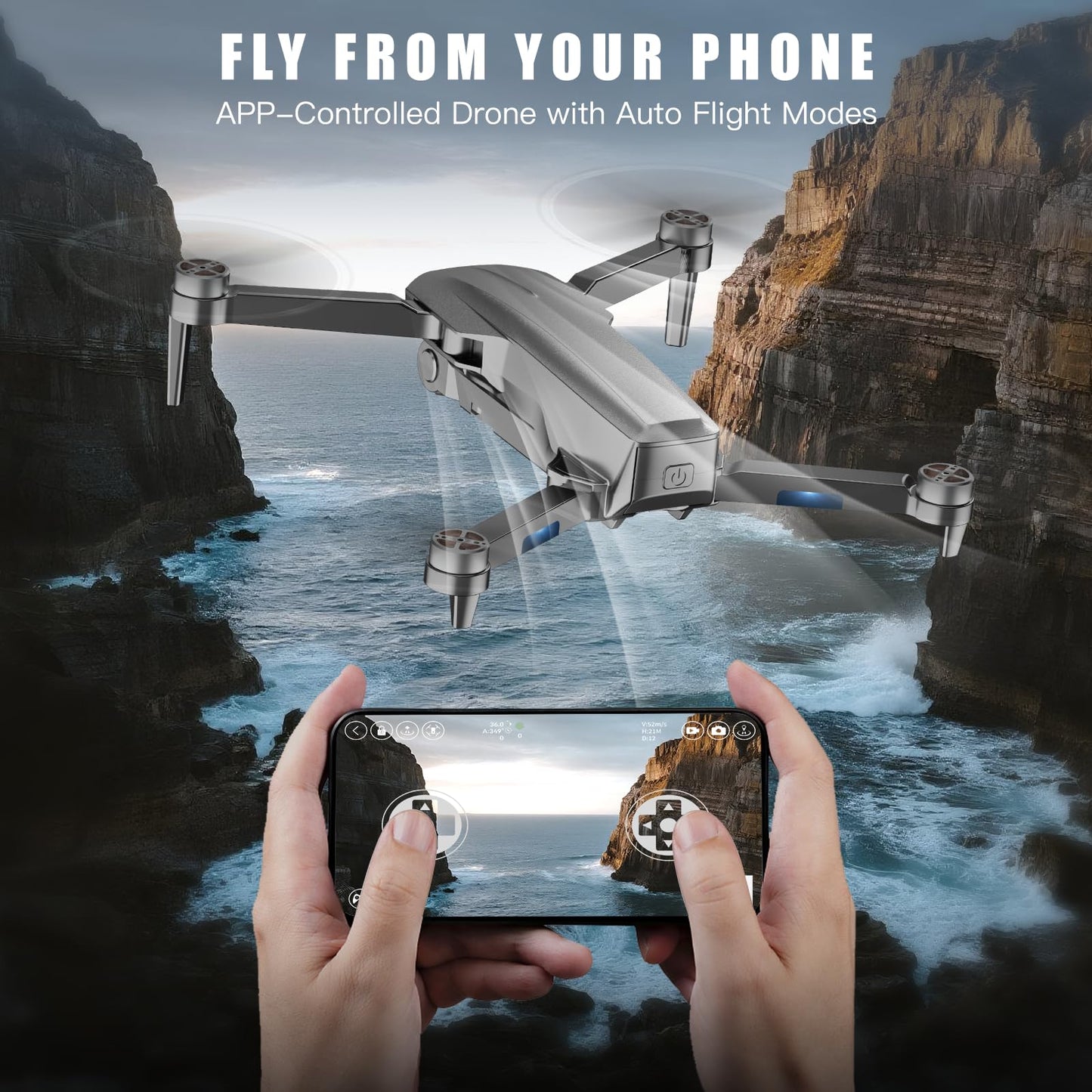 HHD Drone with 4K Camera for Adults Beginner, Under 249g with 32G TF Card (Black)