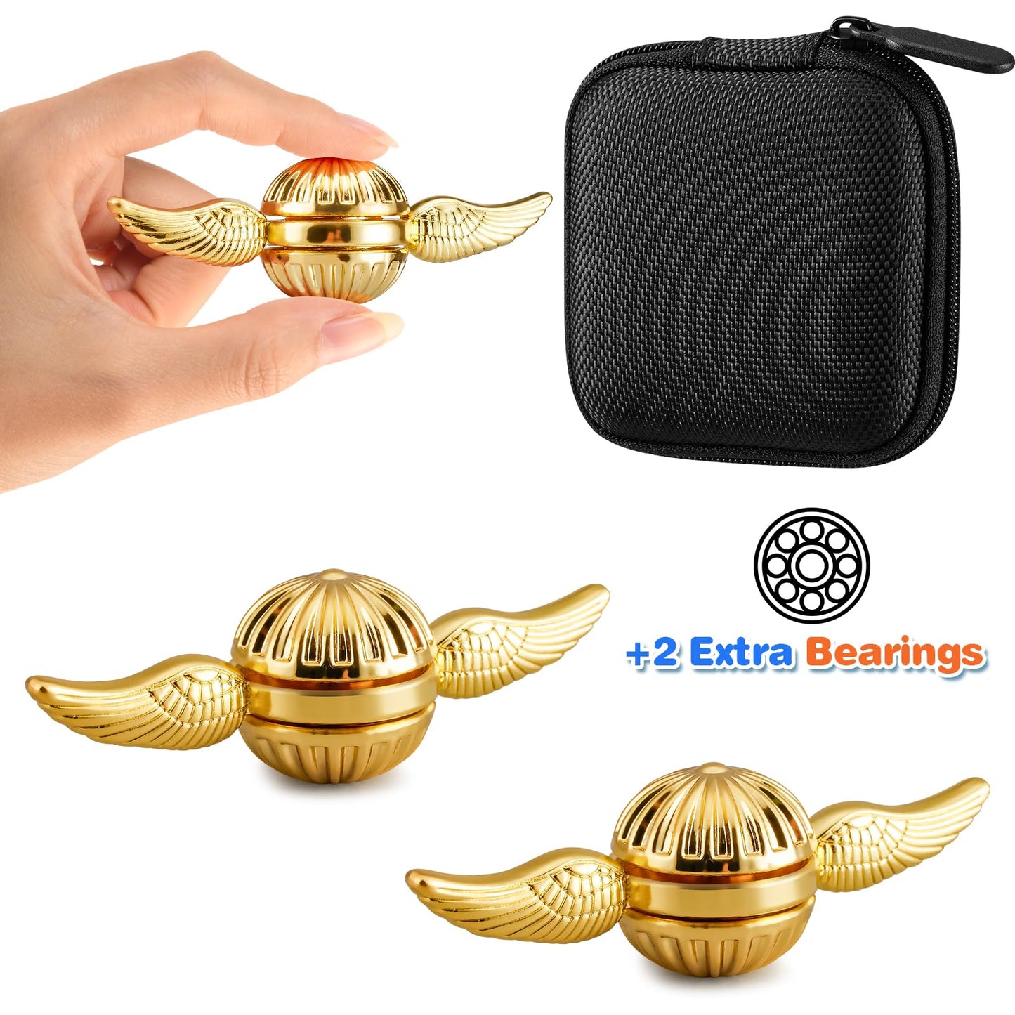 2-Piece Set Metal Orb Fidget Spinner Toys for Kids,Cute Anxiety Stress Relief Sensory Decoration Gadgets Party Stuff for Boys Girls,Christmas Stocking Stuffer Gifts for Teens Adults with ADHD Autism.