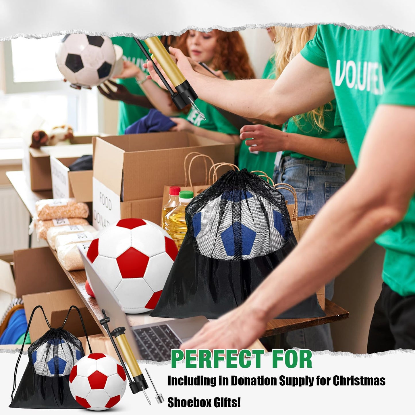 yasuwekik 2 Pack Operation Christmas Deflated Soccer Ball with Pump for Child Size 3,Size 4,Size 5 (Color, Size 3)