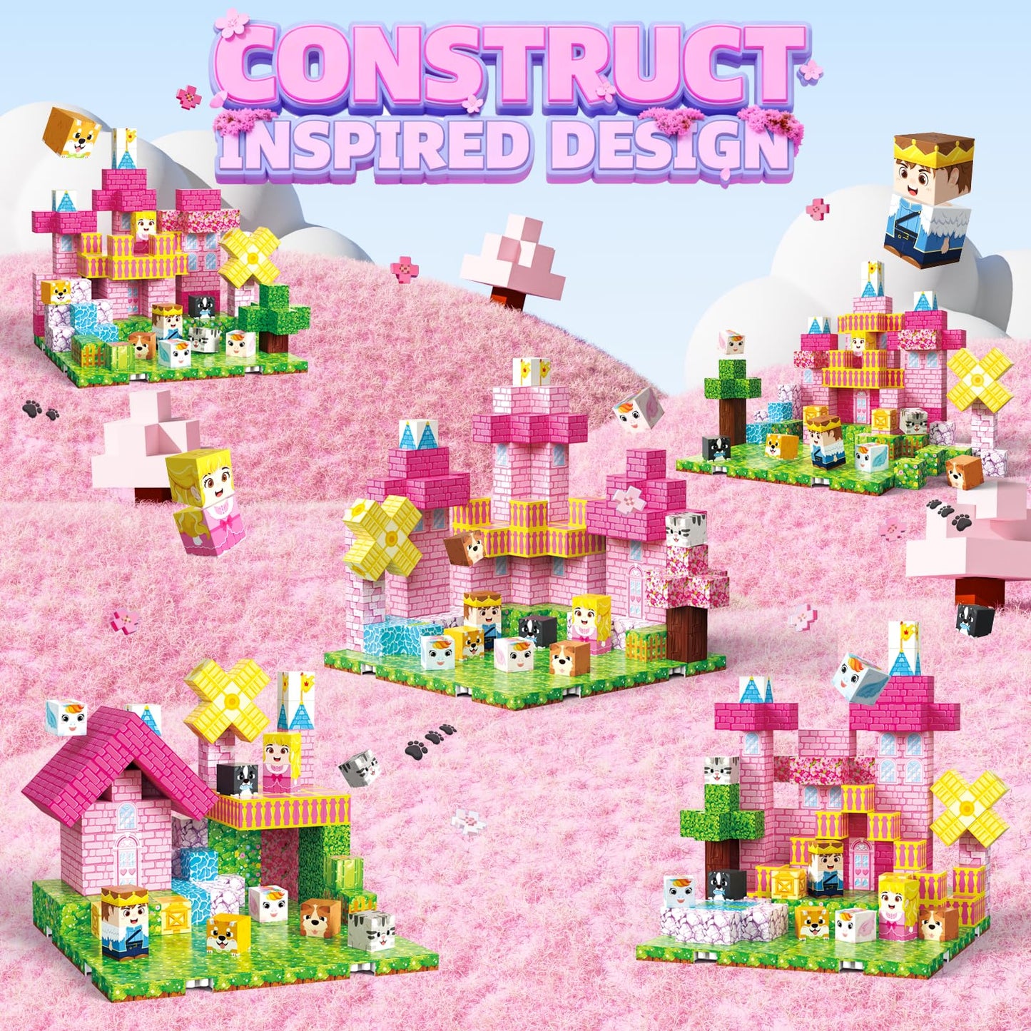 powerful xishan 150 PCS Magnetic Blocks, Magnetic Building Blocks Cubes, Princess Magnet Toys for Kids Ages 3+, Magnet Blocks with 4 Bottom Plate for Girls, STEM Toys & Ideal Christmas Birthday Gift