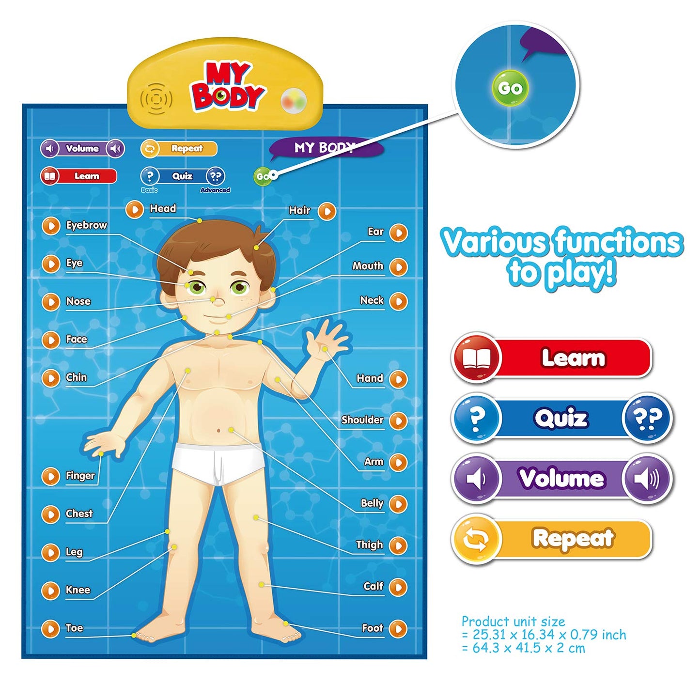 BEST LEARNING i-Poster My Body – Interactive Educational Human Anatomy Talking Toy for Kids Ages 5-12 to Learn Body Parts, Organs, Muscles and Bones Through Fun Sound and Quiz Modes