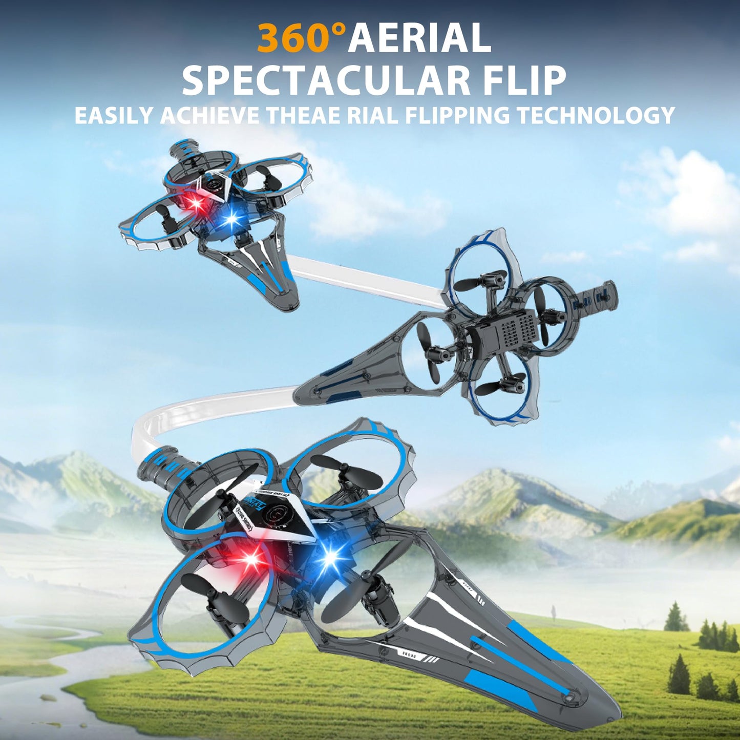 Virellia Flying Sword RC Airplane, Gesture Control Airplanes for Kids Adult 8-16, Remote Control Drone Sword with Light, 360° Flip Fighter Jet Toy, Gravity Sensing, Stunt Roll, Gift for Boy Girl, Blue