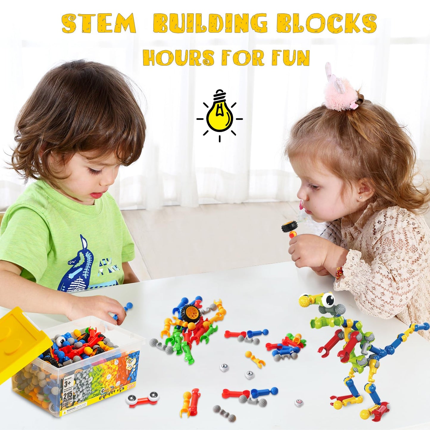 Afomida 215 PCS Creative Building Blocks Playset Toy - Featuring Storage, Includes Dinosaur, Robot, Car, Spider, Dog Figure, Learning Toy for Kids, Birthdays Gift for Kids, Boys and Girls Ages 4-7, 8+