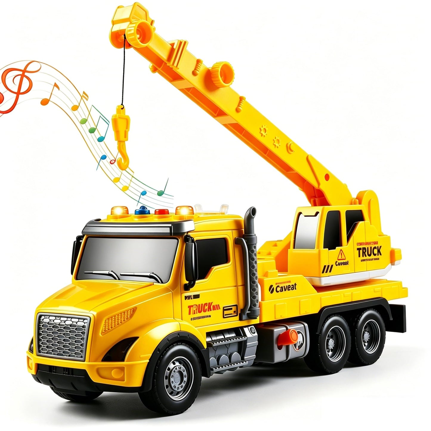DWIRCTOYS Crane Truck Toy for Kids Ages 3-7, Kids Toys Friction Powered Construction Vehicle with Extendable Arm, Rotating Crane, Lights and Sounds Birthday Gifts for Boys Girls