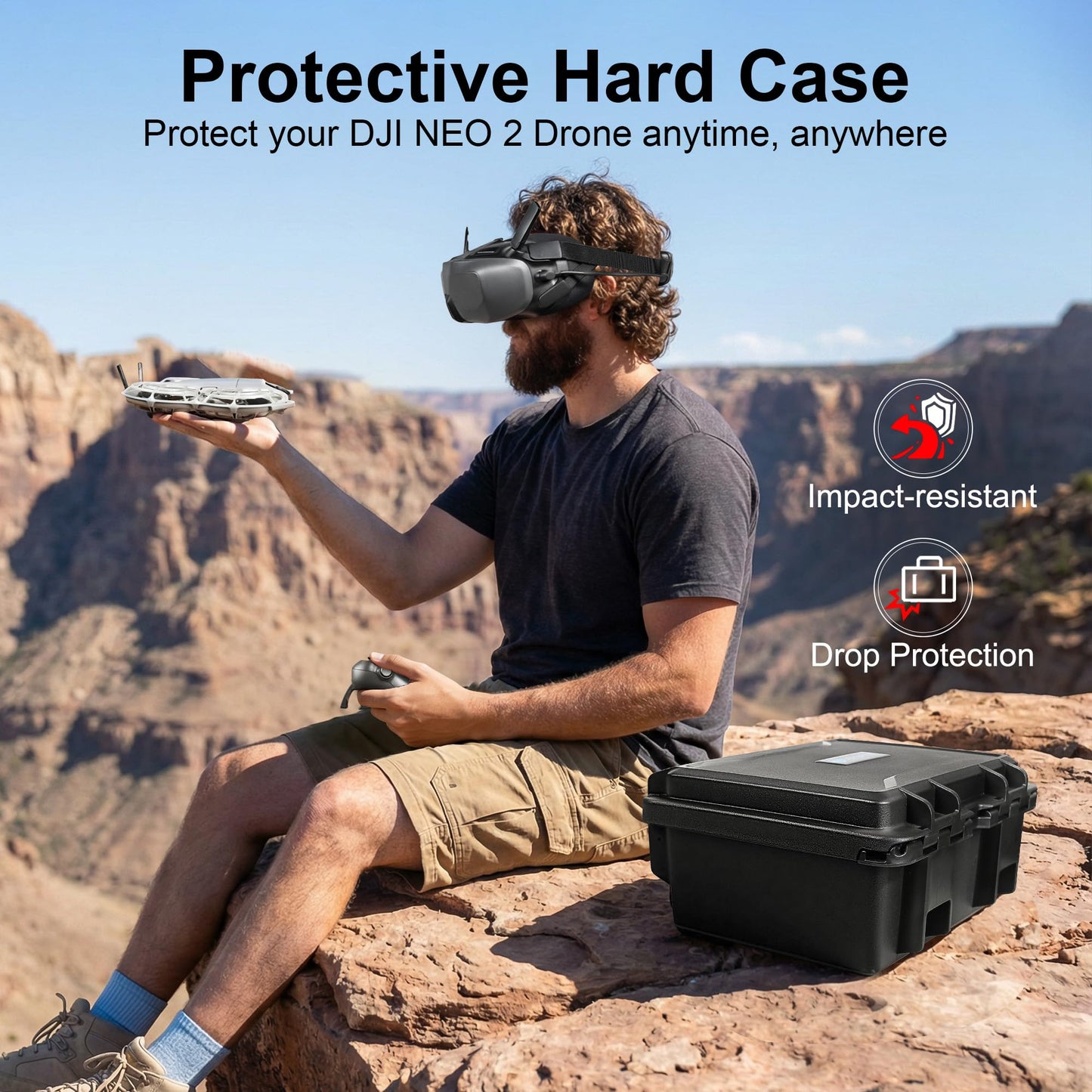Lekufee Waterproof Hard Carrying Case for DJI Neo 2 Drone, Fly More Combo, DJI RC 2, RC N3, Goggles N3/3, RC Motion 3, and Accessories(Case Only)