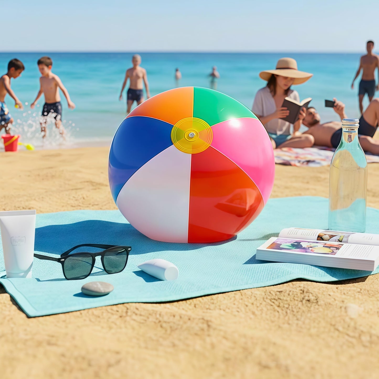 YURTKUMAS 10 Pack 20" Beach Balls - Large Rainbow Beach Ball Inflatable Pool Toys for Party Supplies Decorations, Adults Kids Birthday Luau Summer Beach Water Games Beachball Party Favors