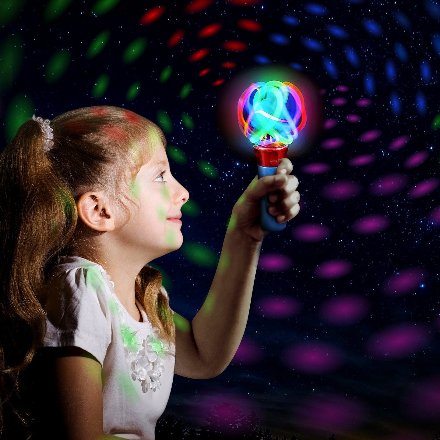 ArtCreativity Light Up Wand for Kids, Set of 2 LED Light Up Toys with Flashing Lights, Fun Light Spinning Toys, Sensory Toy for Kids with Autism