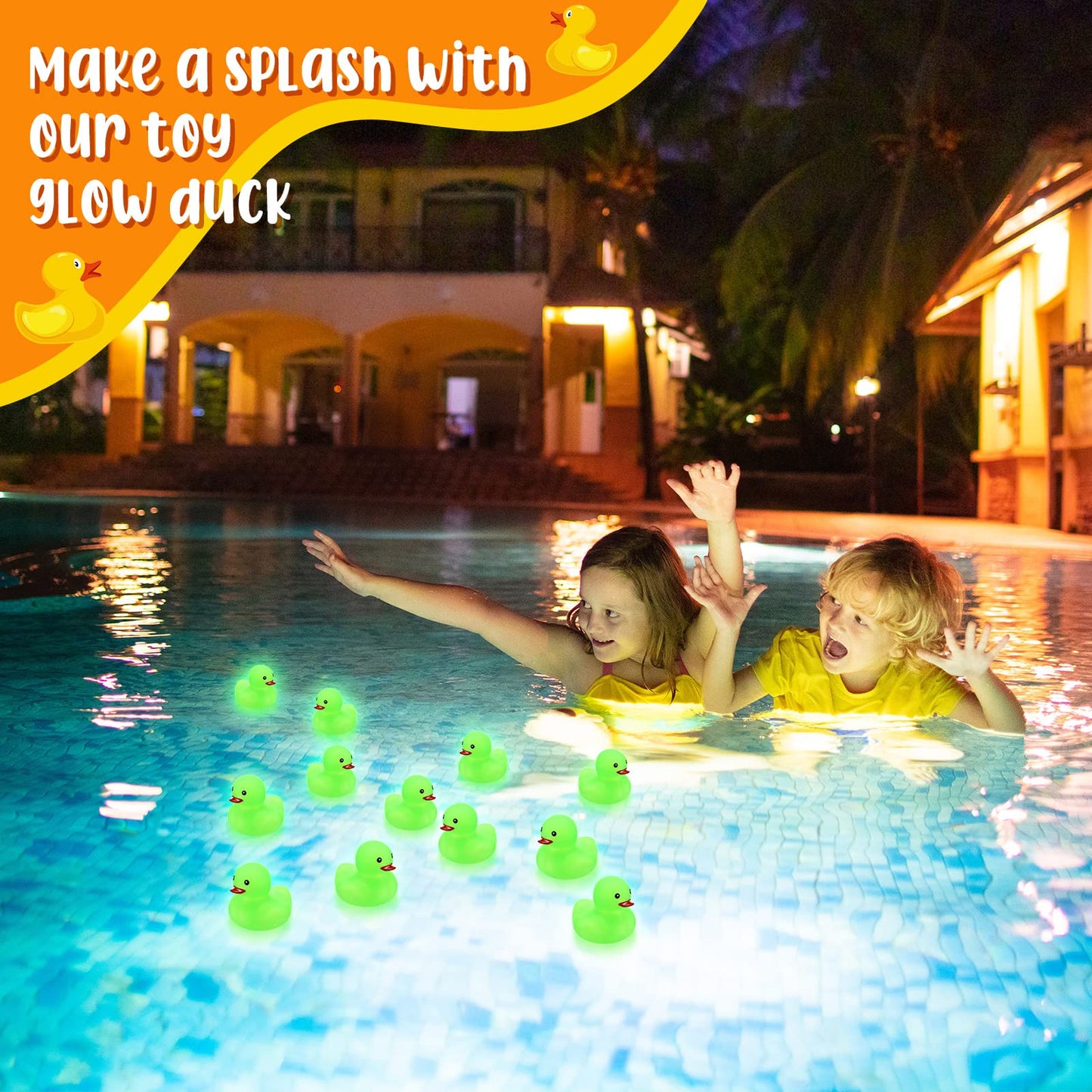 Tradder 50 Pcs 2 Inch Glow in The Dark Rubber Ducks Bulk Summer Rubber Float Ducks Light for Pool Bath Bathtub Autumn (Green)