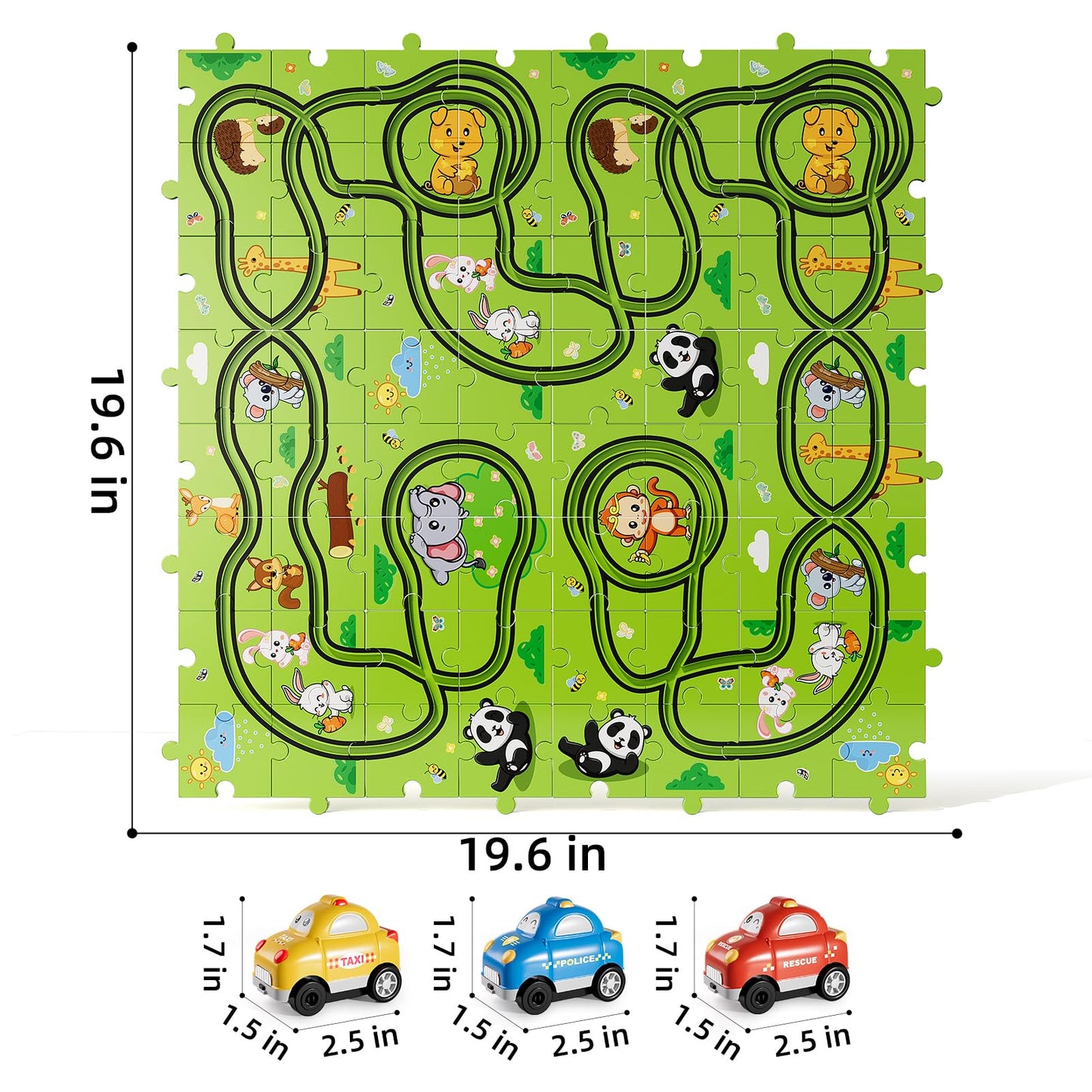 Bennol Toddler Car Toys Gifts for 2 3 4 5 Year Old Boys 73PCS Jigsaw Puzzle Race Track Car Set Toys for Kids Toddlers 1-3 2-4 3-5 4-6 Puzzle Race Car Tracks Birthday Gifts for 2 3 4 5 Year Old Boy