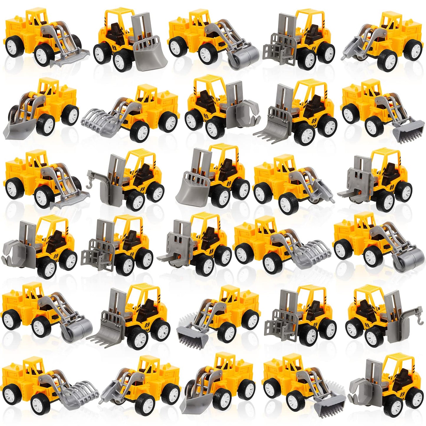 108 Pcs Construction Party Favors Engineering Trucks Small Digger Truck Toys Christmas Gifts Pull Back Vehicles Mini Excavator Toy Car Set for Kids Birthday Boys Girls Stocking Stuffers (Full Set)