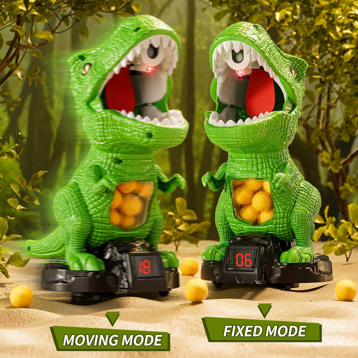 JUKUDAHU Dinosaur Shooting Toys for Kids 3-5, Moveable Shooting Game with 2 Air-Pump, 36 Balls Toys, Scoreboard, Light and Sound, Competitive Game Birthday Gift Boys and Girls Ages 3 4 5 6 7 8