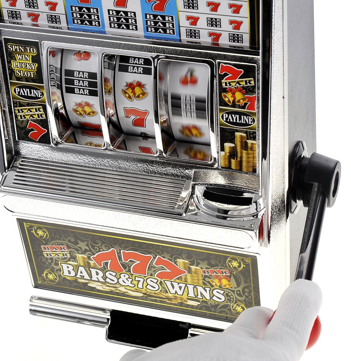 PowerTRC Jumbo Slot Machine Coin Bank | Casino Toy Slots Piggy Bank | Flashing Lights and Jackpot Sounds