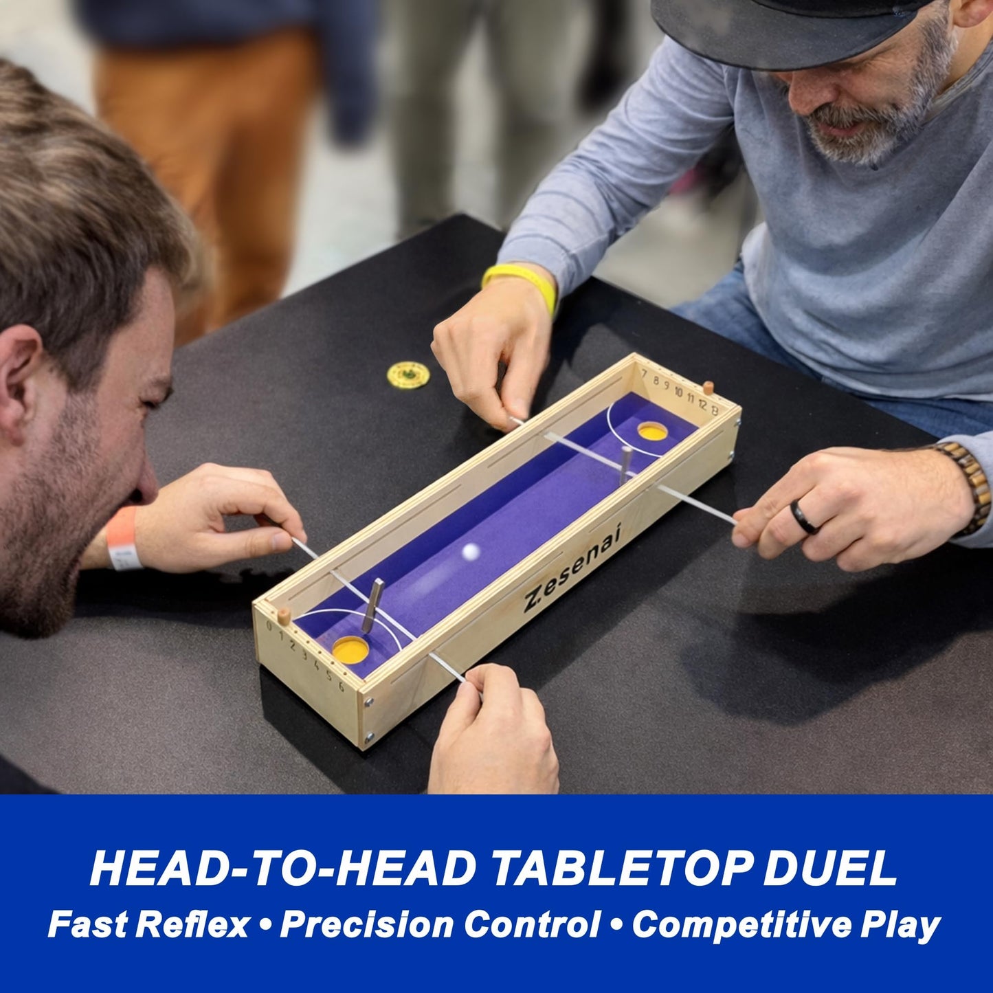 Zesenai Micro Football Reflex Game – Mini Foosball & Air Hockey Tabletop Game, Fast-Action 2 Player Wooden Skill Game for Kids and Adults, Fun Family Night or Friends Party