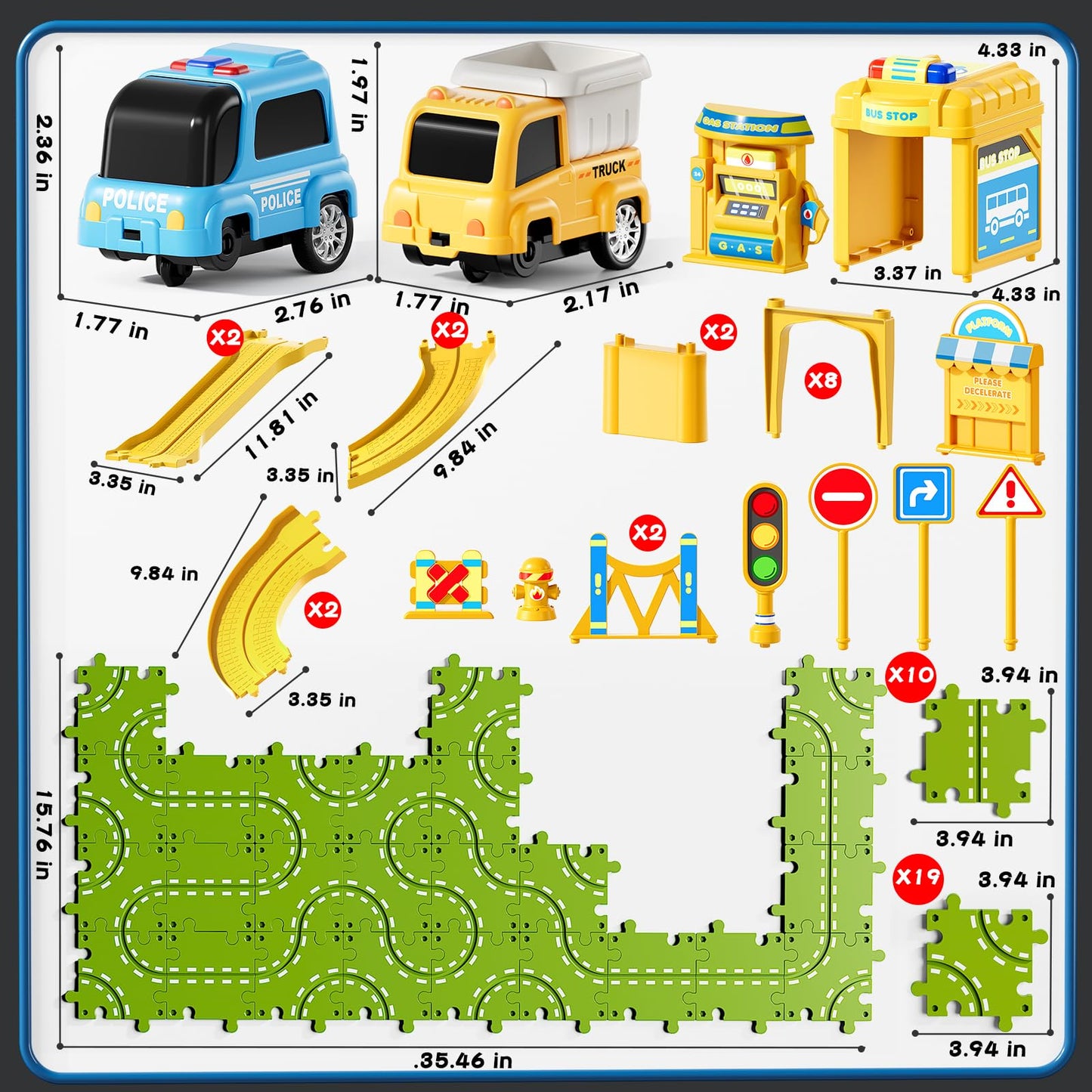 XINNOVEL 3-Tier Large Puzzle Race Car Track Set for Kids 3-5, Puzzle Tracks Car Play Set, Race Tracks Toys for Toddler Boys 3 4 5 6 Year Old, Birthday Gifts for Kids 3 4 5 6 7 8 Year Old Boys Girls