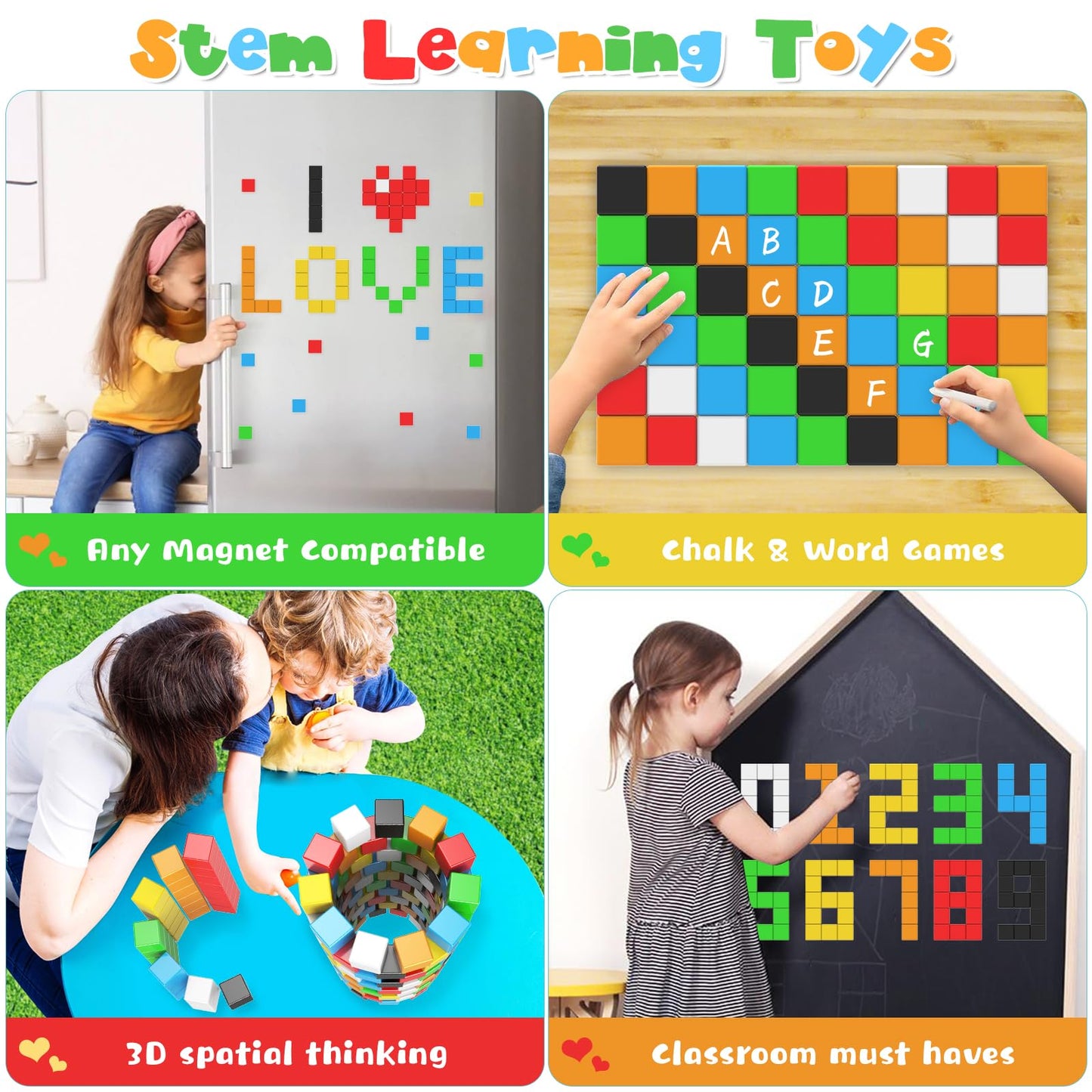 SYSKENI Magnetic Blocks, Gifts for 3 4 5 6 Year Old, Magnet Building Blocks for Toddlers, Girls & Boys, Montessori - Autism - Sensory Magnetic Toys for Kids Ages 3-5 4-8, 1.22inch, 56PCS