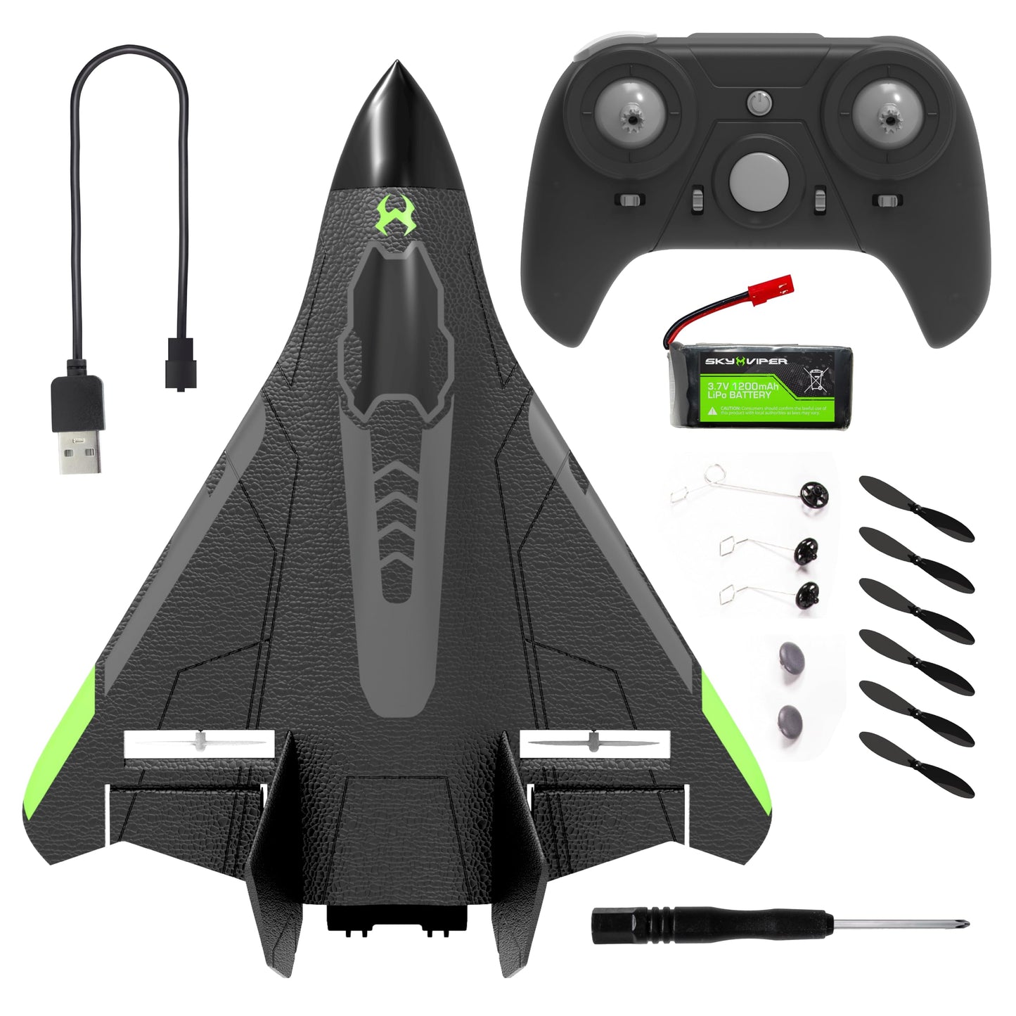 Sky Viper Vector Performance RC Plane, up to 45 MPH, 1-Touch Stunts, Rechargeable Battery