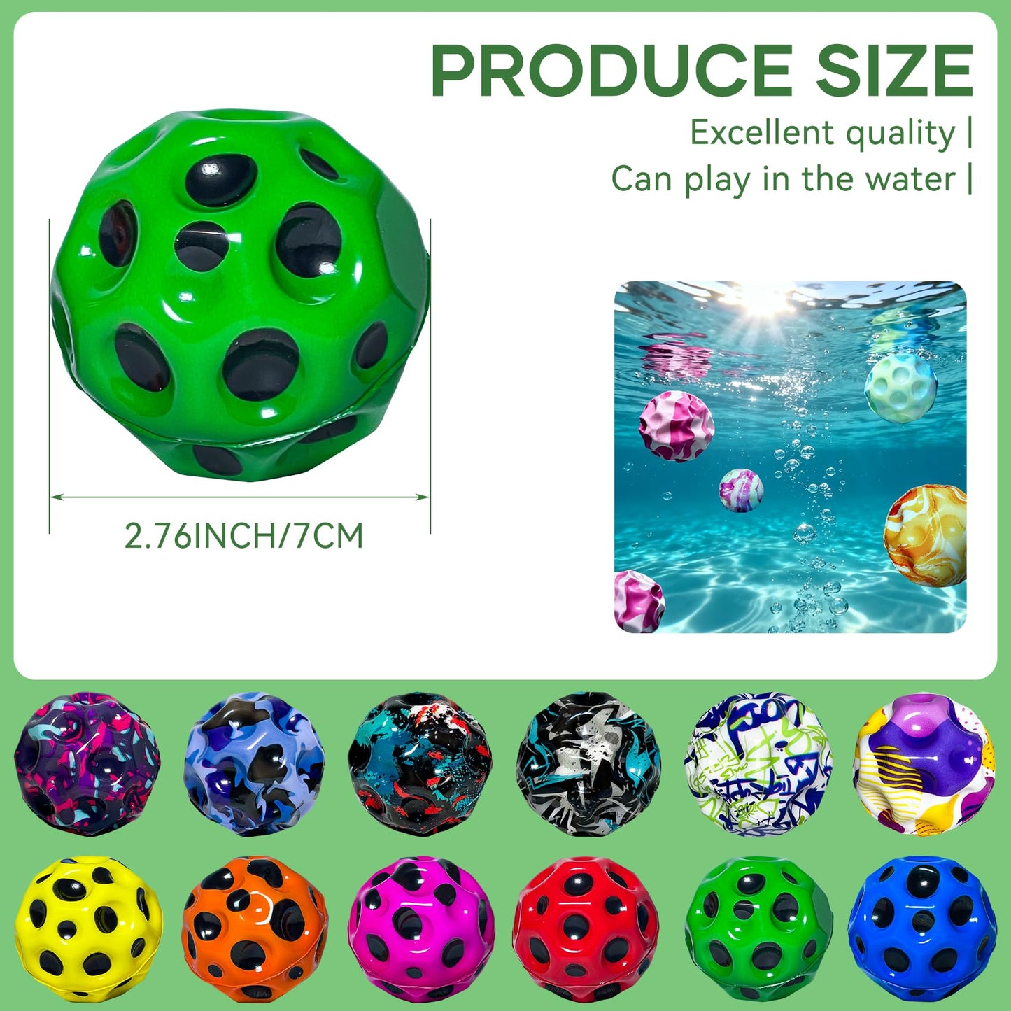 THWJLKK 12 Pack Moon Bouncy Balls Super High Jumping Extreme Bouncing Ball, Super High Bouncing Ball, Children's Sensory Ball, Athlete Training