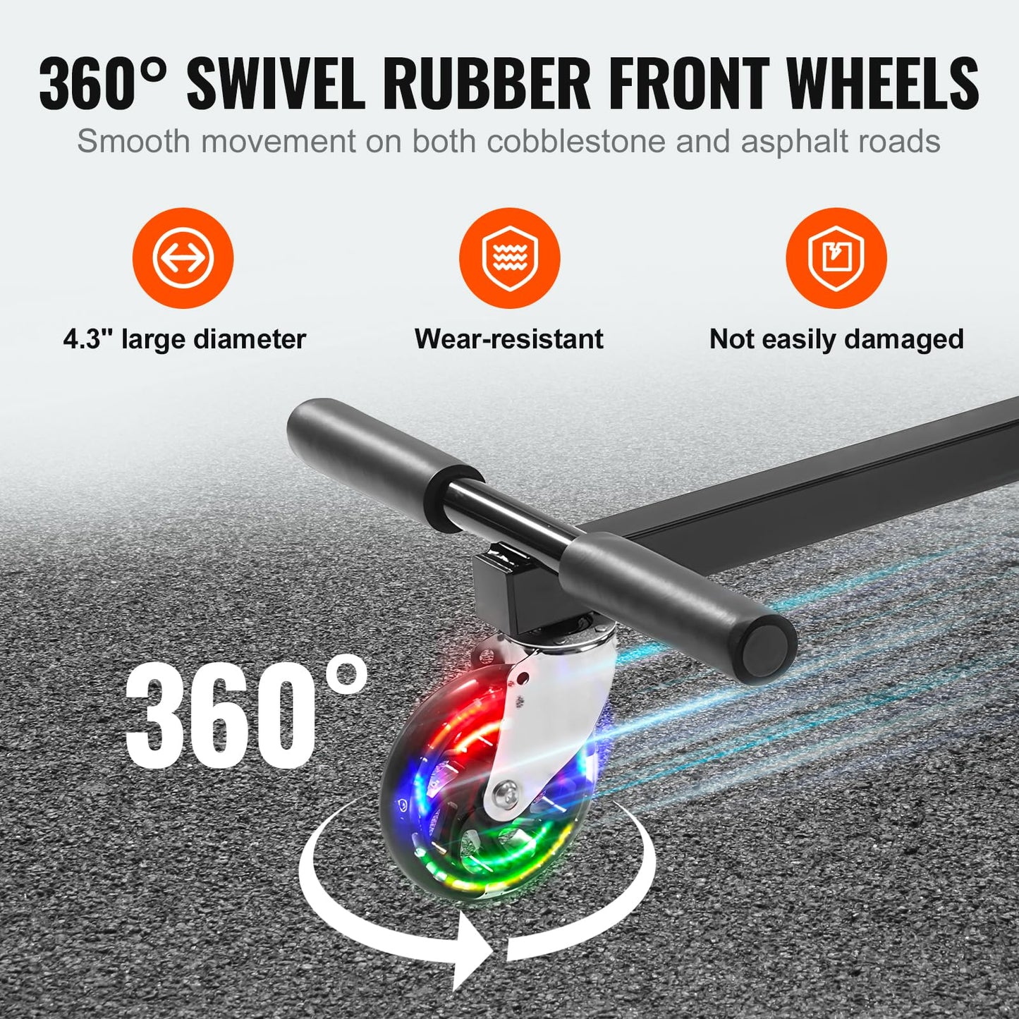 VEVOR Hoverboard Seat Attachment with LED Lights, for 6.5" 8" 8.5" 10" Hoverboards, Adjustable Frame & Grips Control, 220 LBS Load Capacity, Hoverboard Go Karts Accessory for Kids and Adults