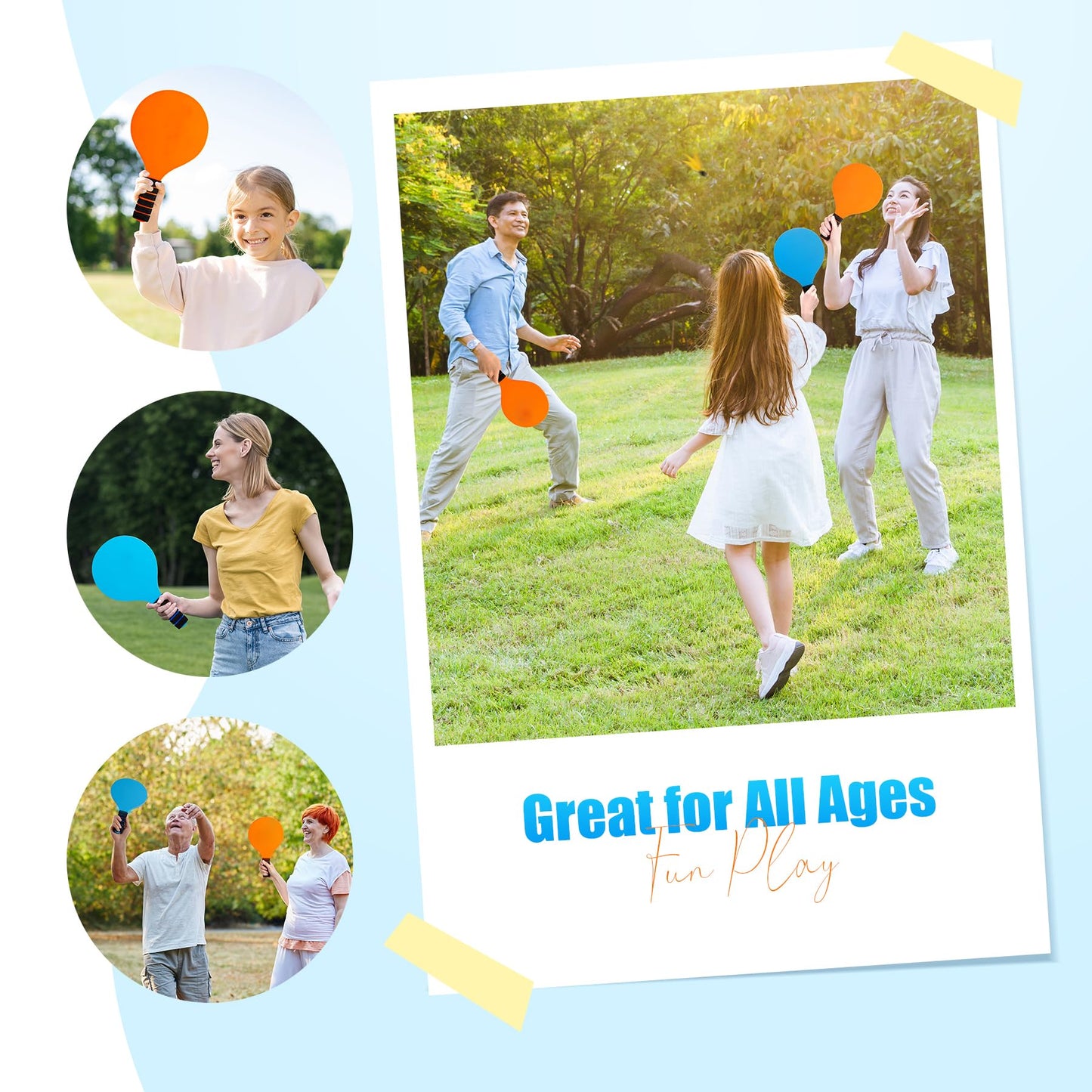 TEILLNET Beach Paddle Ball Set, Family Games for Kids and Adults, Badminton Set with 4 Rackets, Indoor Outdoor Sports Toys Lawn Camping Backyards Yard Games Easter Basket Stuffers Gifts for Boys Girls