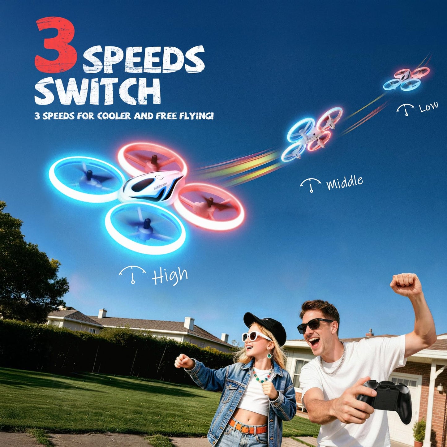 Drone for Kids & Adult, 3 Batteries 24 Min Flight Time, Anti-Collision RC Quadcopter with LED Light, Altitude Hold, Easy to Fly Kids Gifts for Boys & Girls Ages 14+