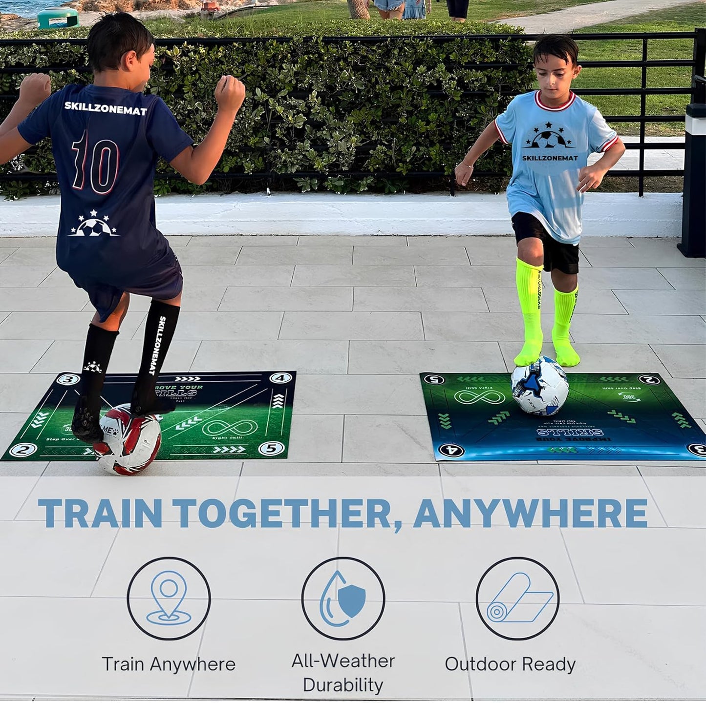 SkillZone Soccer Training Mat – Soccer Dribbling & Footwork Trainer with SkillZone Interactive Training Hub | Soccer Skills & Ball Control Practice for Kids & Teens | Indoor & Outdoor Agility & Coordination Training System (World Champions 2026 - Match Ki
