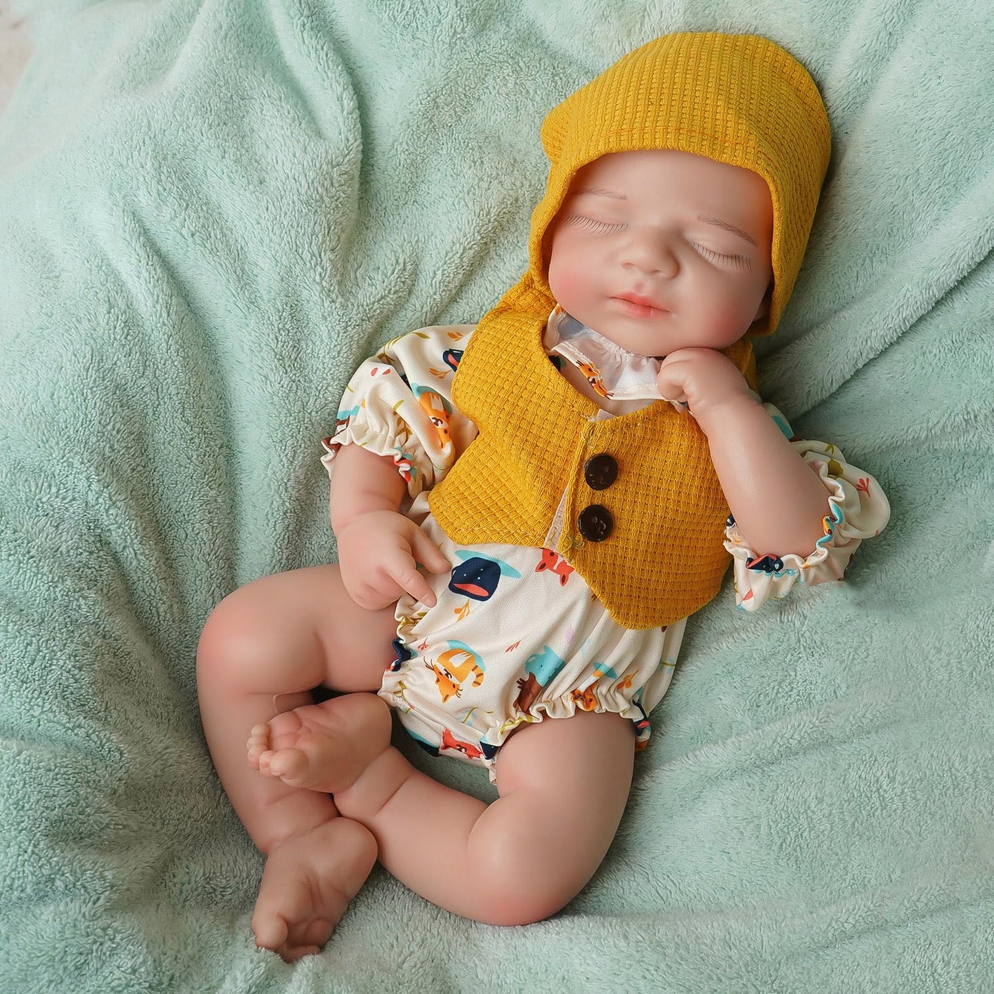 KUICEO Silicone Baby Doll-11.8in Reborn Baby Dolls Silicone Full Body Platinum Silicone[NOT Vinyl] Anatomically Correct Girl Realistic Sleeping Newborn Lifelike Preemie Open Mouth Doll Gift for Kids