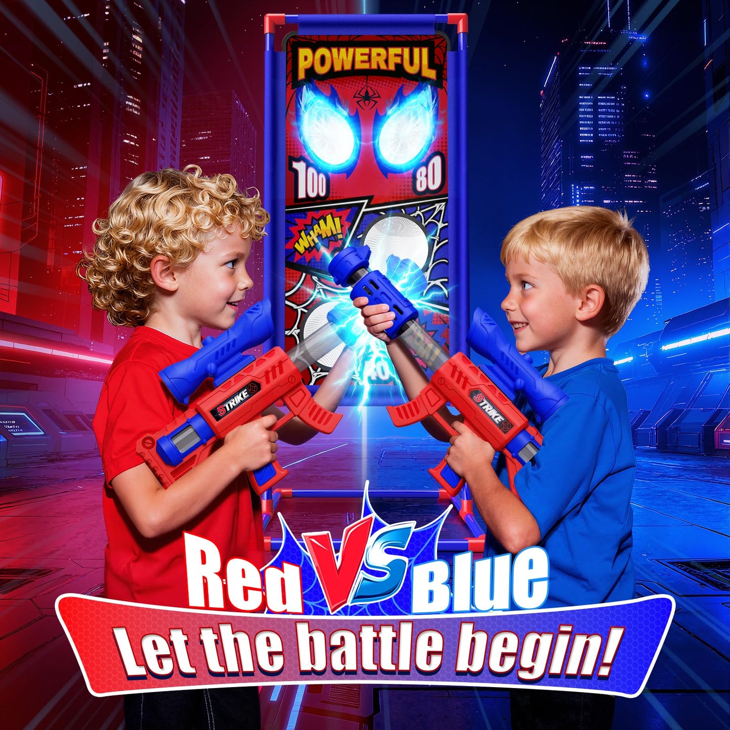 Shooting Toy Set with Hero-Style Target & 2 Cool Air Pump Launcher,Indoor Outdoor Kids Toy,Action Shooting Games,Boys Toys Age 3 4 5 6 7 8 9 10 11 12, Holiday Presents for Boy