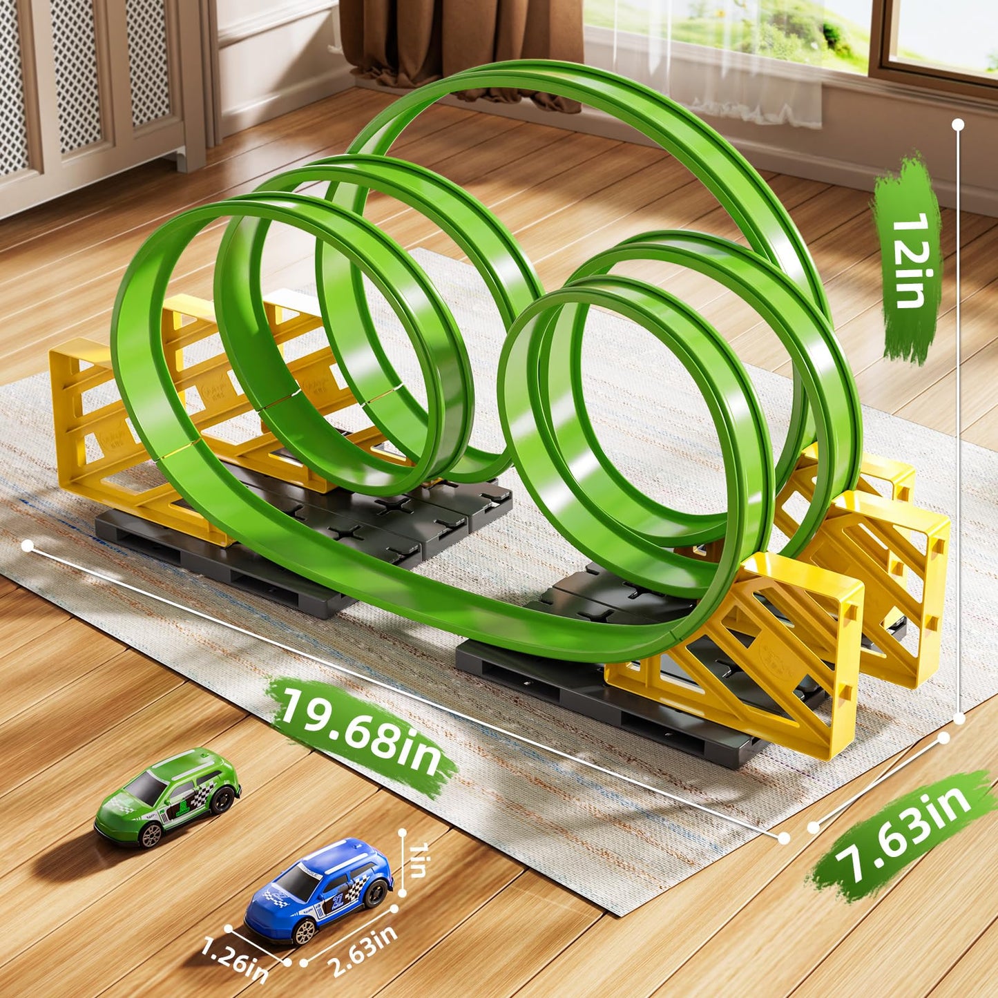 GOGIHCCH Race Track Car Set for Kids Ages 3-5 4-8, Toy Car Track Set for Boys 3+ with 5 Rotating Track, Race Car Track with 2 Small Cars, Boys Toy, Gifts Toys for Boys Girls 3 4 5 6 7 8