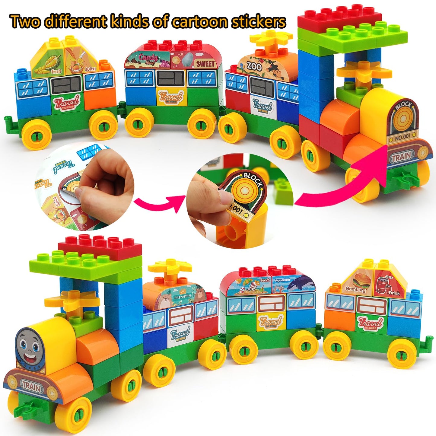 CONVENTEJOY 150 Pcs Classic Building Blocks Set for Toddlers 3-6, Large Building Bricks Train Educational Toy STEM Toys Compatible with Major Brands Gift for Kids