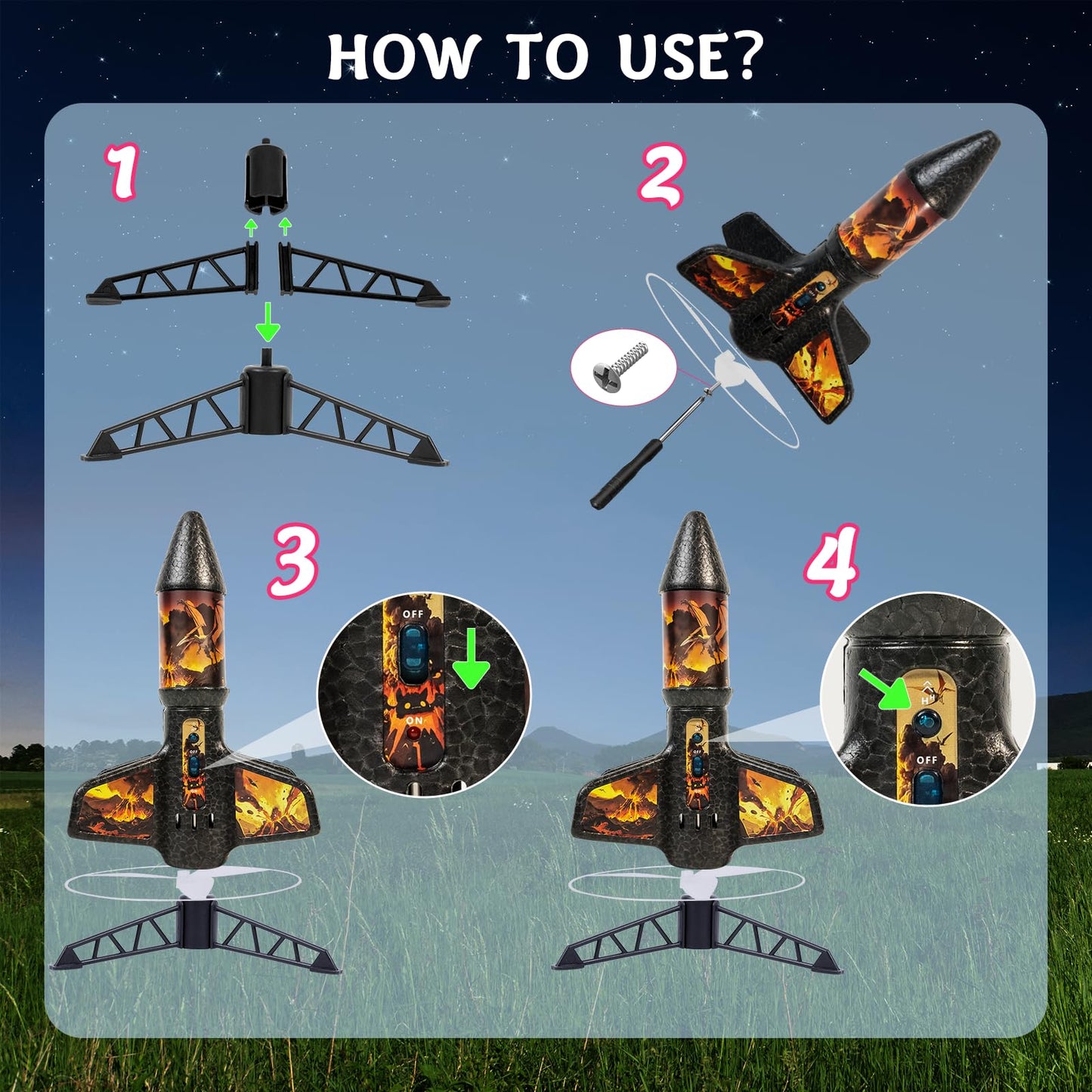 Rocket Launcher for Kids - 200 Ft of Flight Altitude, Model Rocket with Launch Set, Rockets Outdoor Toys with Safely Parachute, Easter Birthday Toys for Boys & Girls Ages 5 6 7 9 10 12 8-13 Years Old