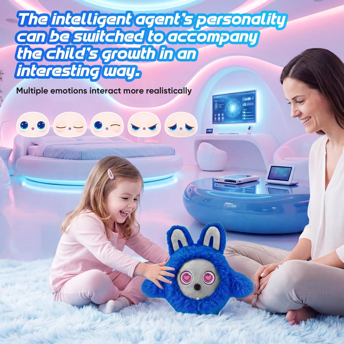 CVCBSER Smart Ai Companion Robot Cute Pet, Desk Robot Voice Chat gpt Emotional Interaction, Richness Expressiveness Ai Pet Robot for Adults Kids Chat (Grey Face)