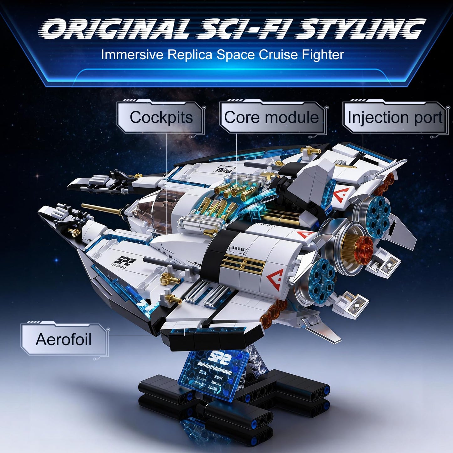 DADMCFD Spaceship Building Blocks Set for Boys Ages 8-12, STEM Space Toys for Kids to Assemble a Space Shuttle with Light, Best Present for Boys and Girls Aged 8+ (739PCS)