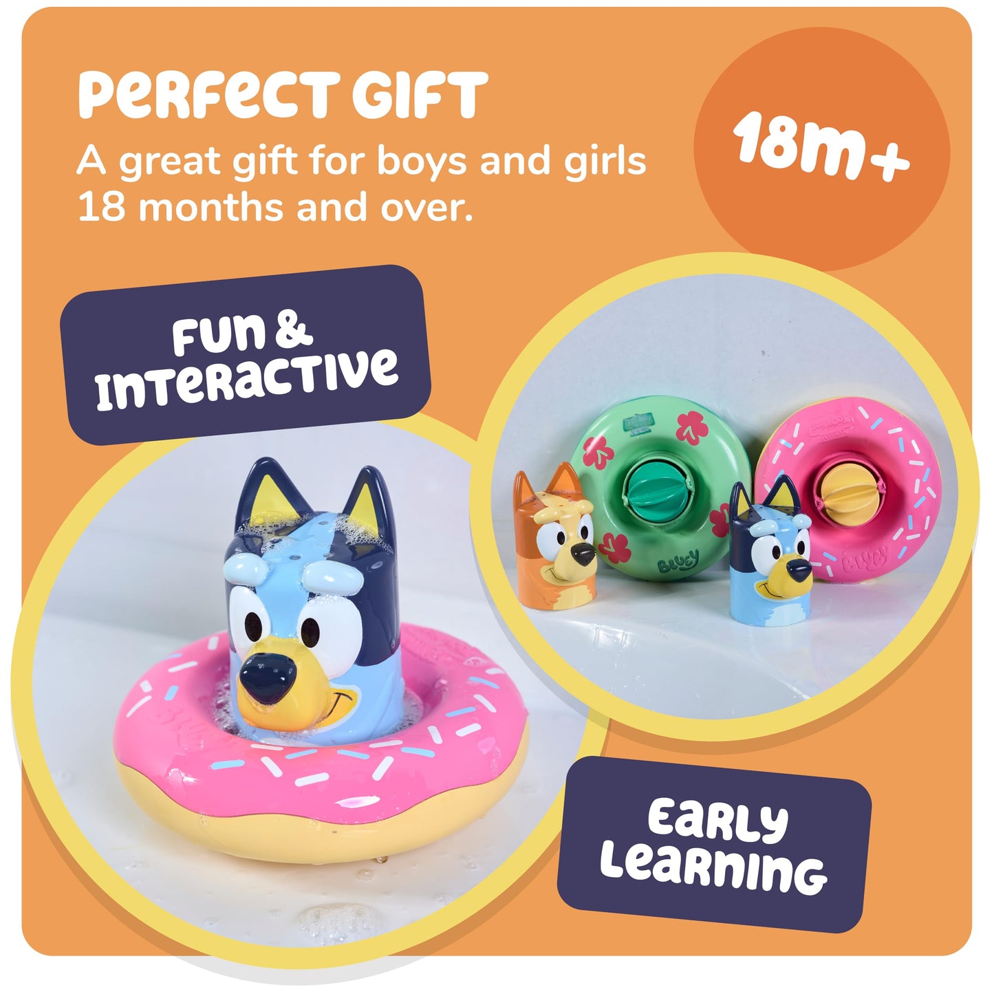 Tomy Toomies Bluey Bath Toys with Pourer and Water Wheel - Sensory Water Toys - Officially Licensed - 18+ Months