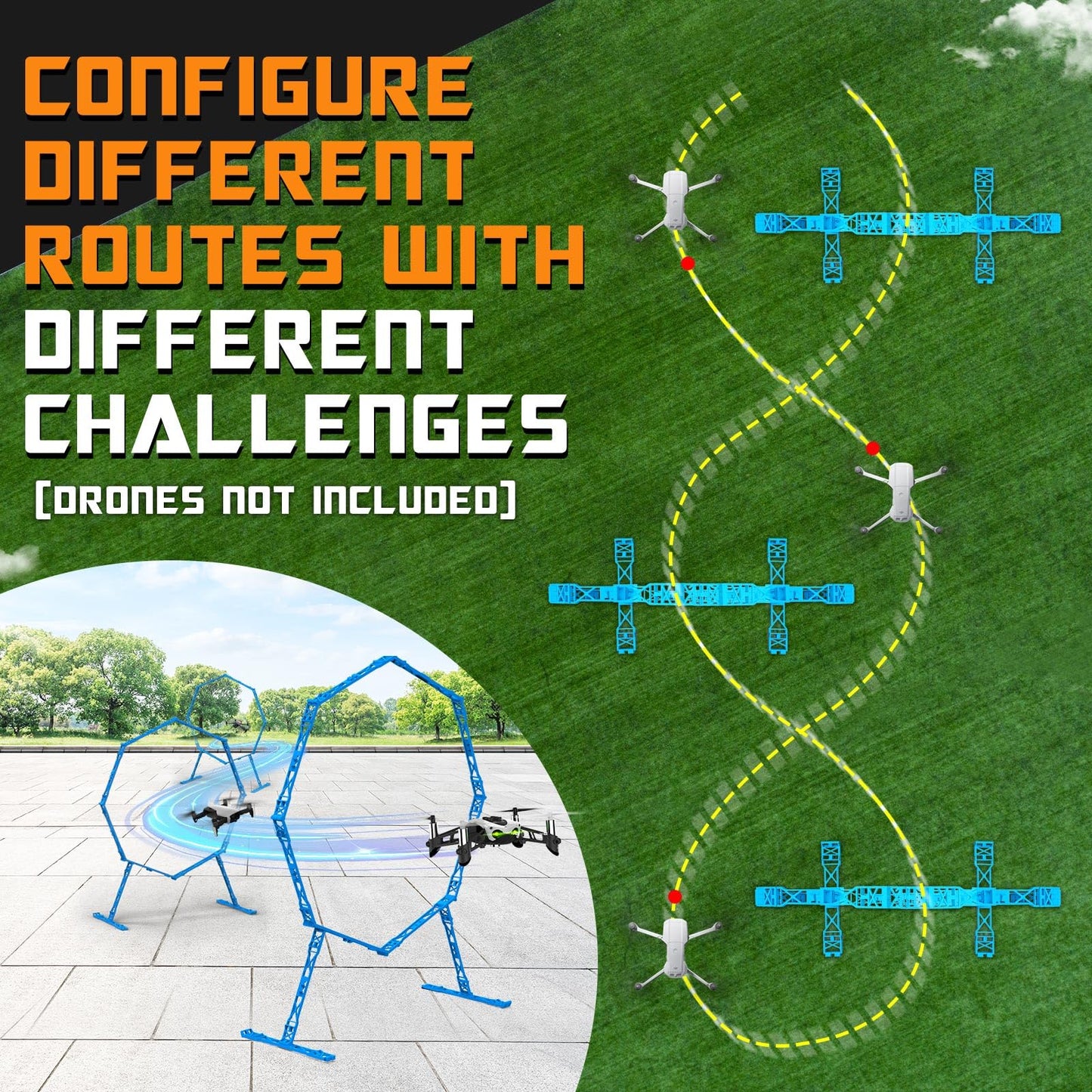 Dolanus 3-Pack Obstacle Hoops for FPV Racing Drones - Durable & Easy-Build - Ideal Drone Obstacle Course for Kids 6-12 & Adults, RC FPV Racing & Model Aircraft Games