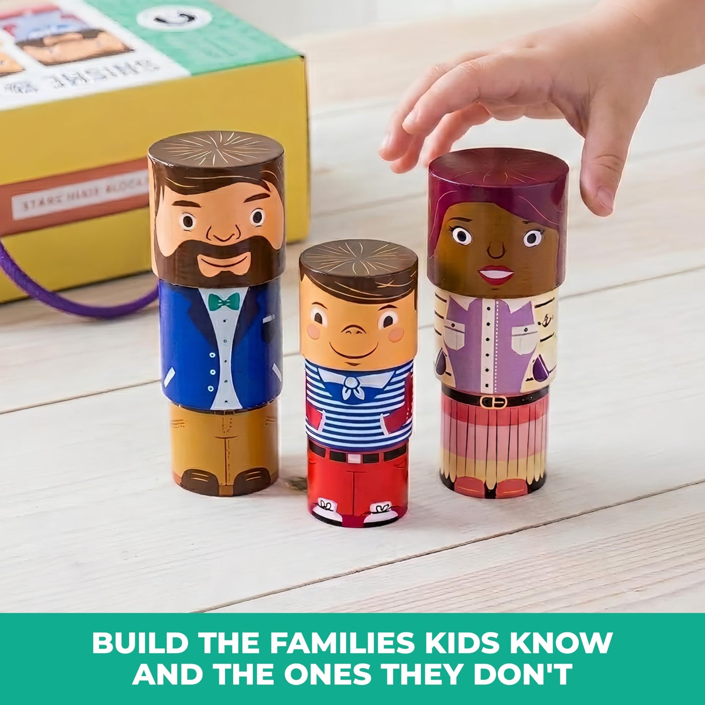 My Family Builders 32-Piece Multiracial Magnetic Family Play Set, Wooden Diversity Building Blocks for Kids, Multicultural Puzzles & SEL Toy for Toddlers & Children