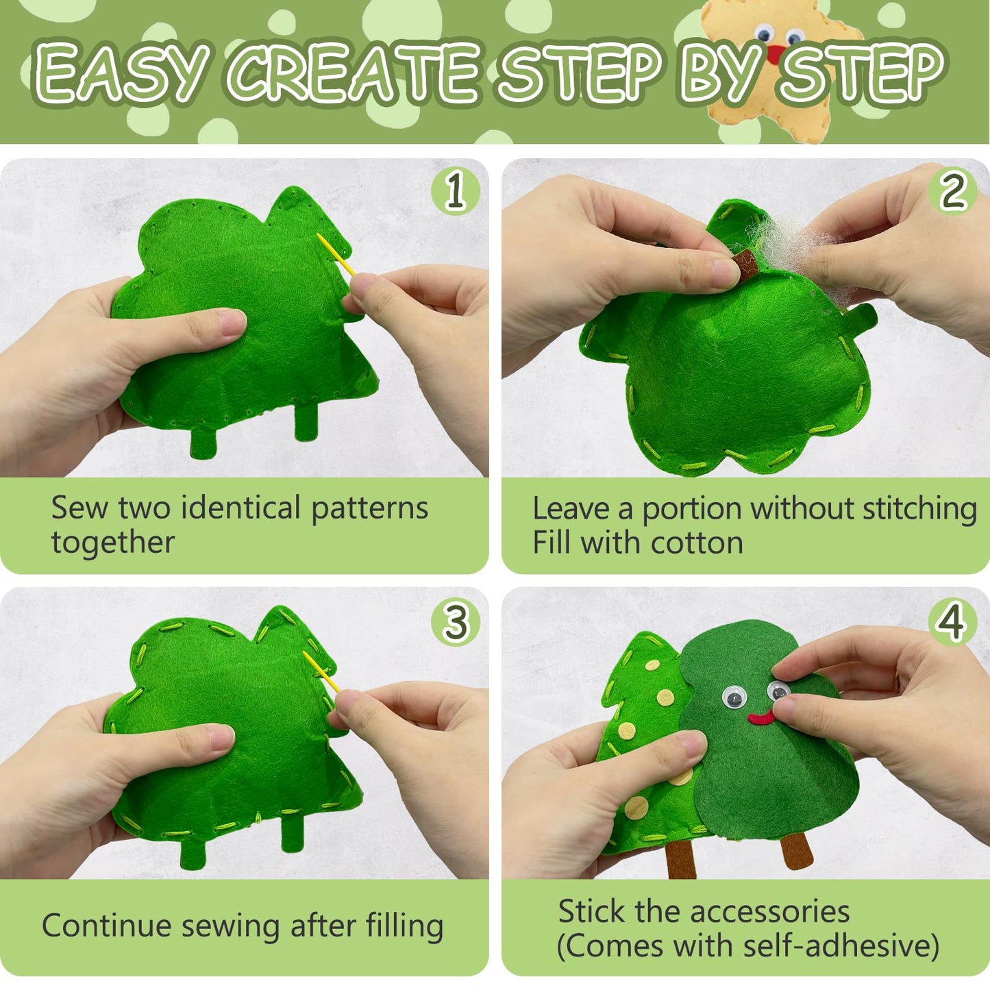 Nature Sewing Kits for Beginners, DIY 8 Stuffed Forest, Butterfly Making Easy Felt Sewing Fun Craft Set, Educational Learn to Sew Gifts for Kids Age 5 6 7 8 9 10 11 12, Instruction & Felt Materials