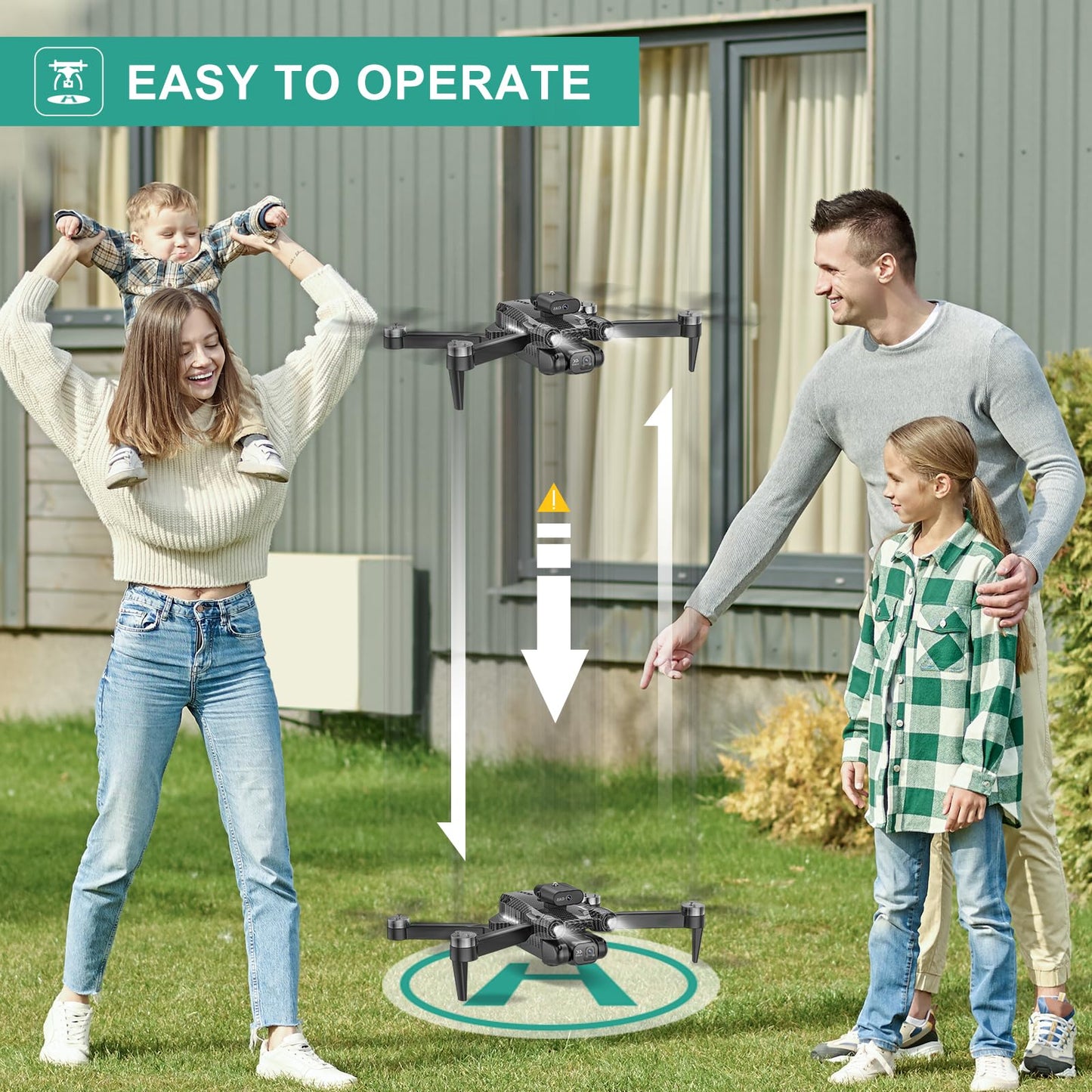 4K Drones with Camera for Kids, Drones for Adults withEmergency Stop, Headless Mode, 360° Flips, CarryingCase & 2 Batteries,Wireless RC Toys for Boys Girls(Charcoal black)