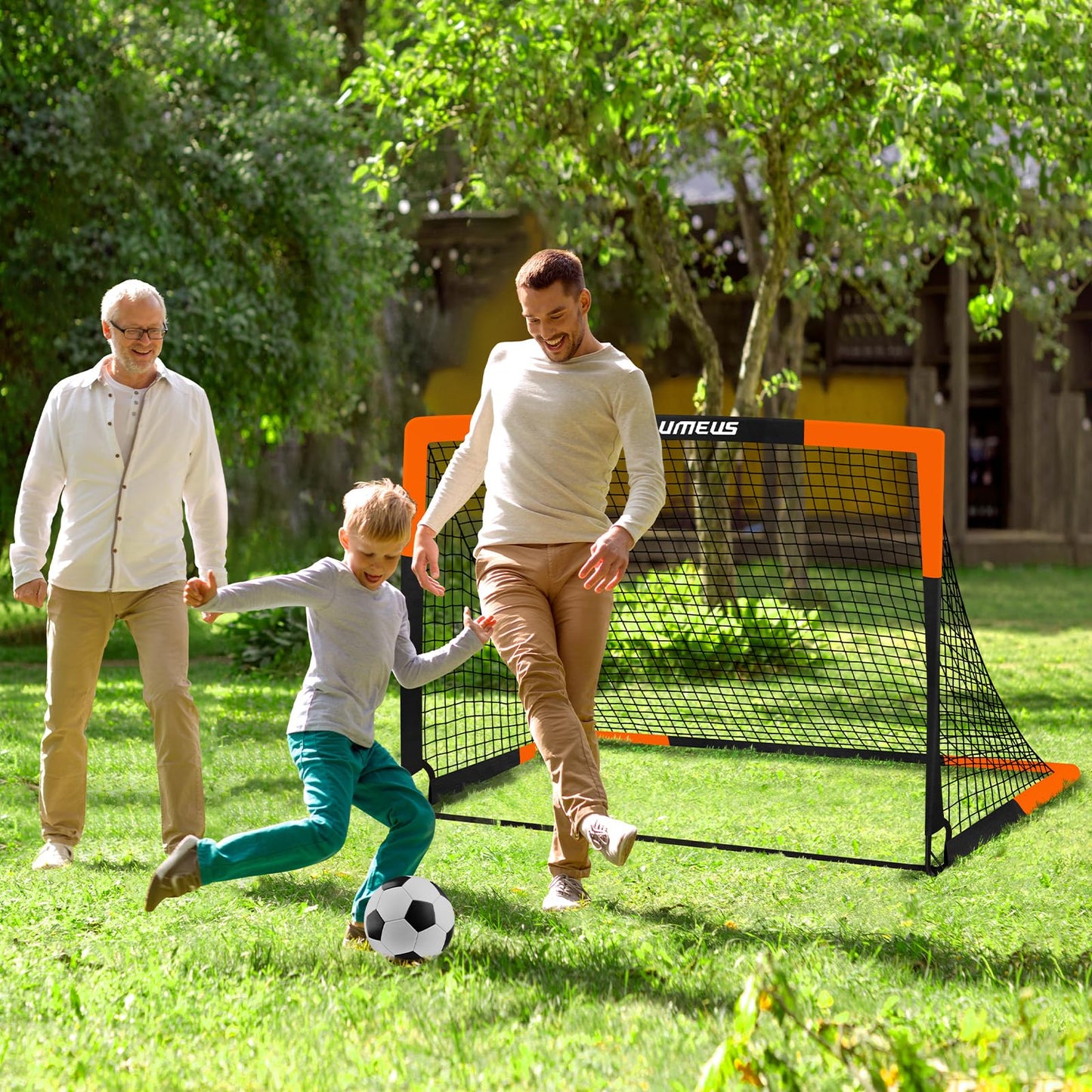 Kids Soccer Goals for Backyard Set- 2 of 6X4/ 4X3 ft Toddler Soccer Goal Training Equipment with Soccer Ball, Ladder, Pop Up Soccer Net for Kids Age 3-5 4-6 6-8 8-12 10-12 Outdoor Games Sports Gift