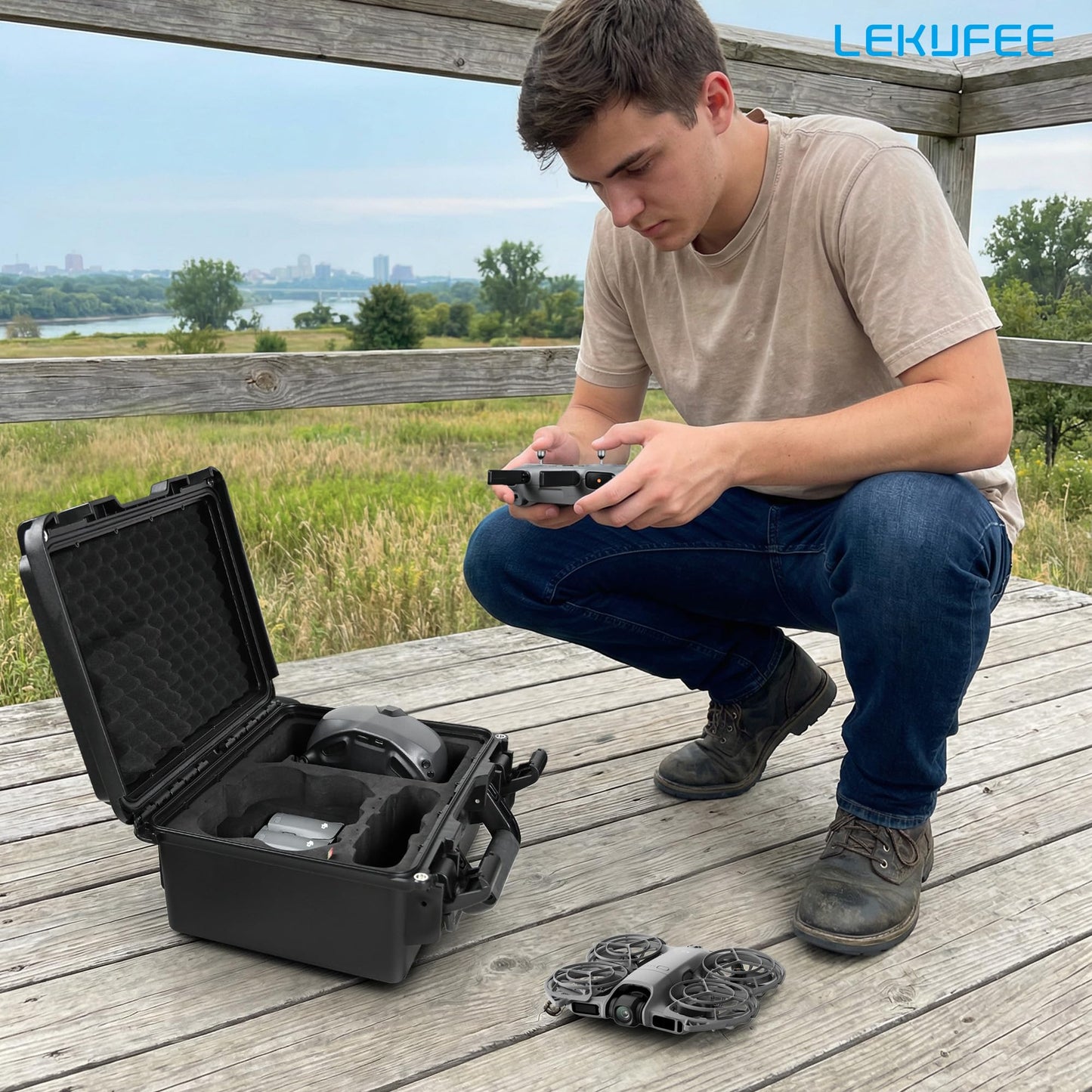 Lekufee Waterproof Hard Carrying Case for DJI Neo 2 Drone, Fly More Combo, DJI RC 2, RC N3, Goggles N3/3, RC Motion 3, and Accessories(Case Only)