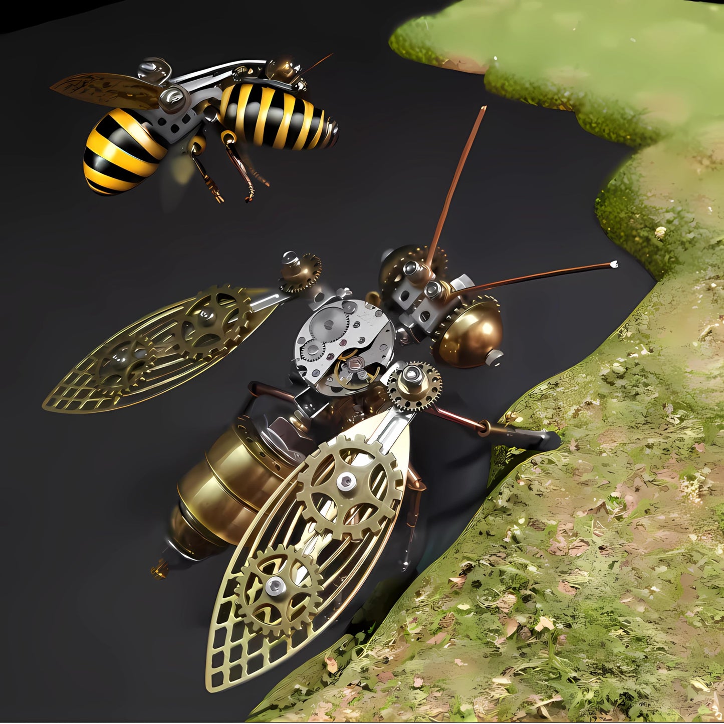 Mechanical Metal DIY 3D Bumblebee Model Kits Puzzle for Adults Insect Brass Puzzle Steampunk Electric Mechanical, Assembly DIY Gift Craft Hobby for Men (Bumblebee)