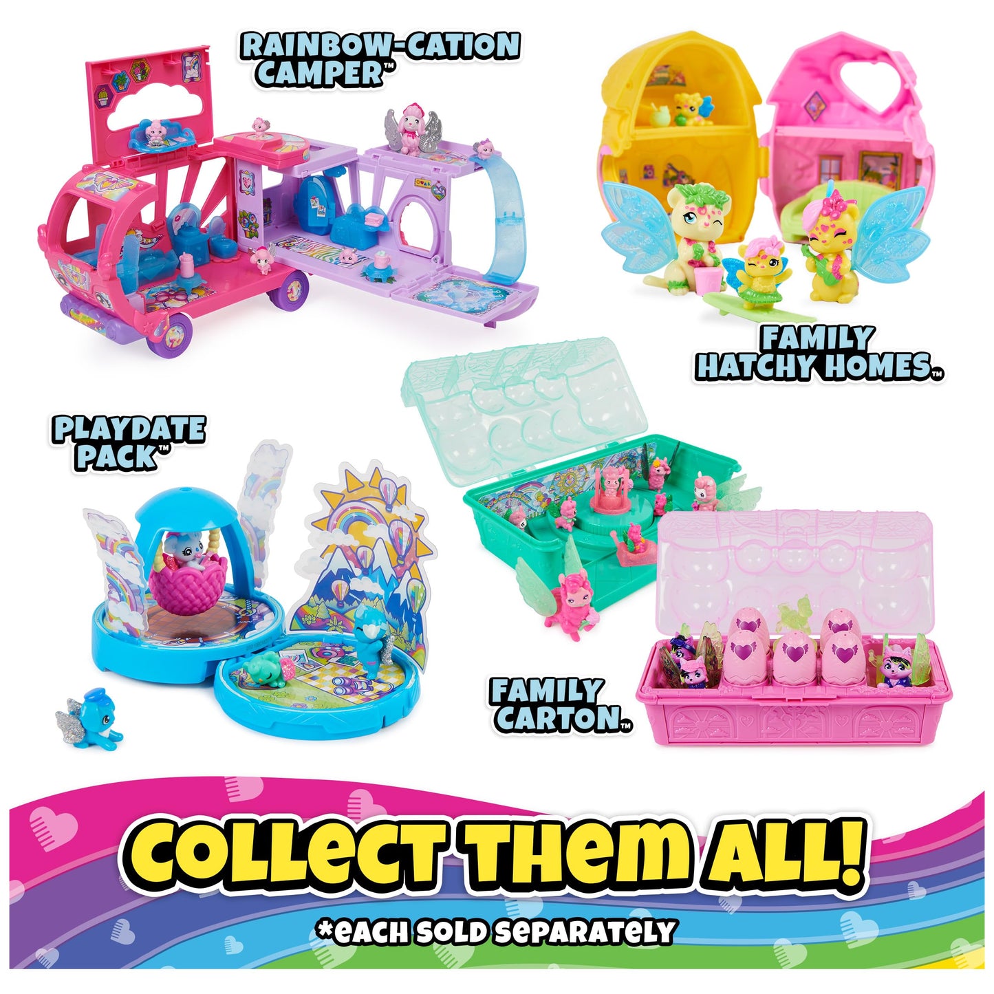 Hatchimals CollEGGtibles, Rainbow-cation Wolf Family Carton with Surprise Playset, 10 Characters, 2 Accessories, Kids Toys for Girls
