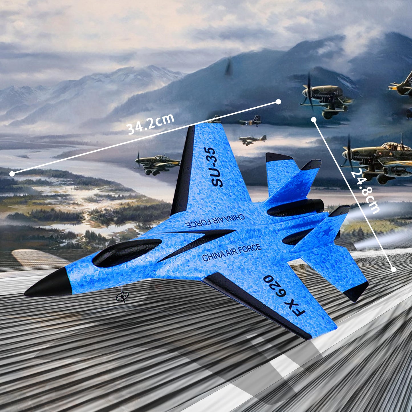 Eayaele SU-35 RC Plane, 2CH Remote Control Airplane, Ready & Easy to Fly for Beginners, RC Aircraft Jet with Luminous (Blue)