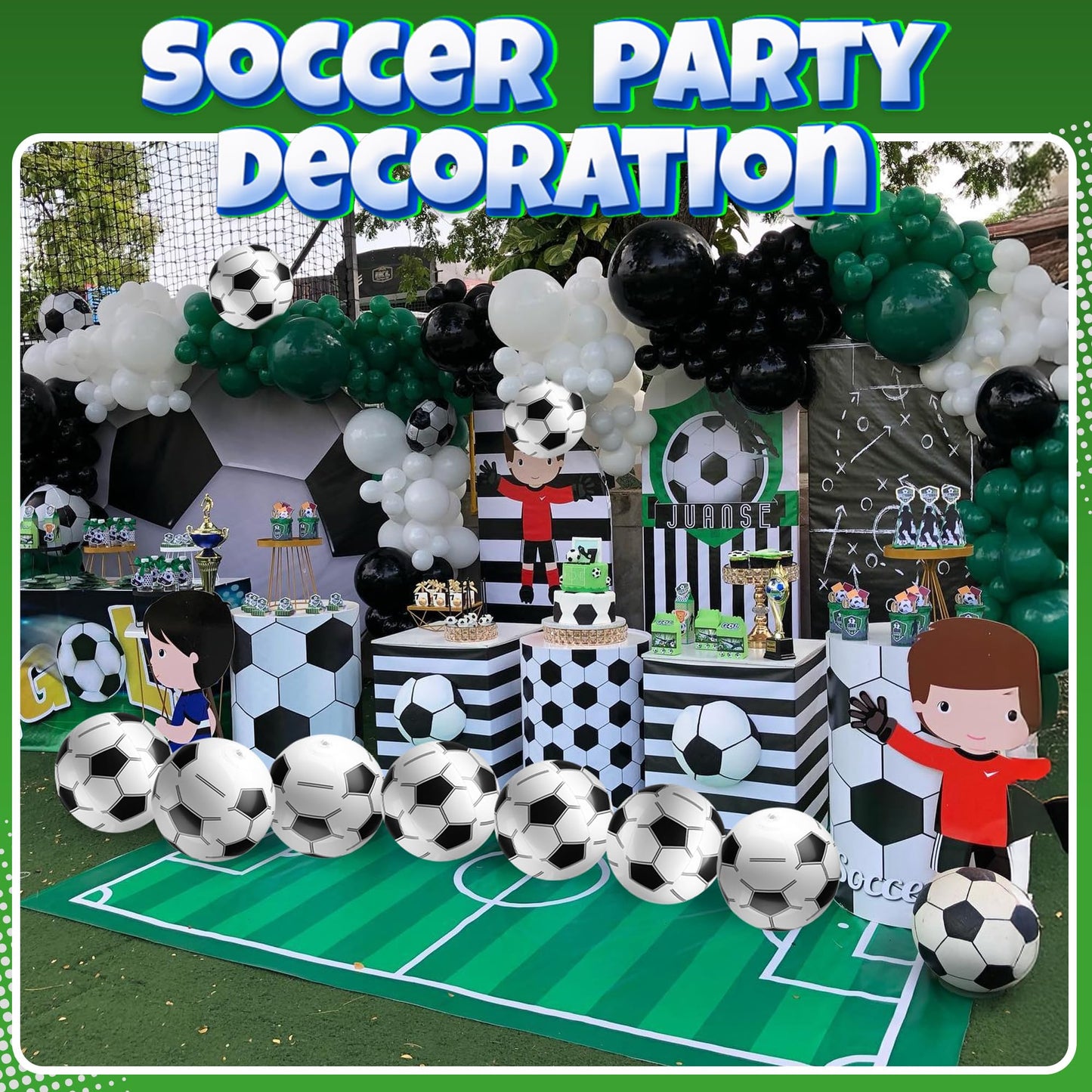 Bedwina Inflatable Soccer Balls (Pack of 12) 16-inch, Beach Balls Bulk for Beach Toys & Soccer Birthday Party Decorations & Party Favors for Kids, Goodie Bags Stuffers